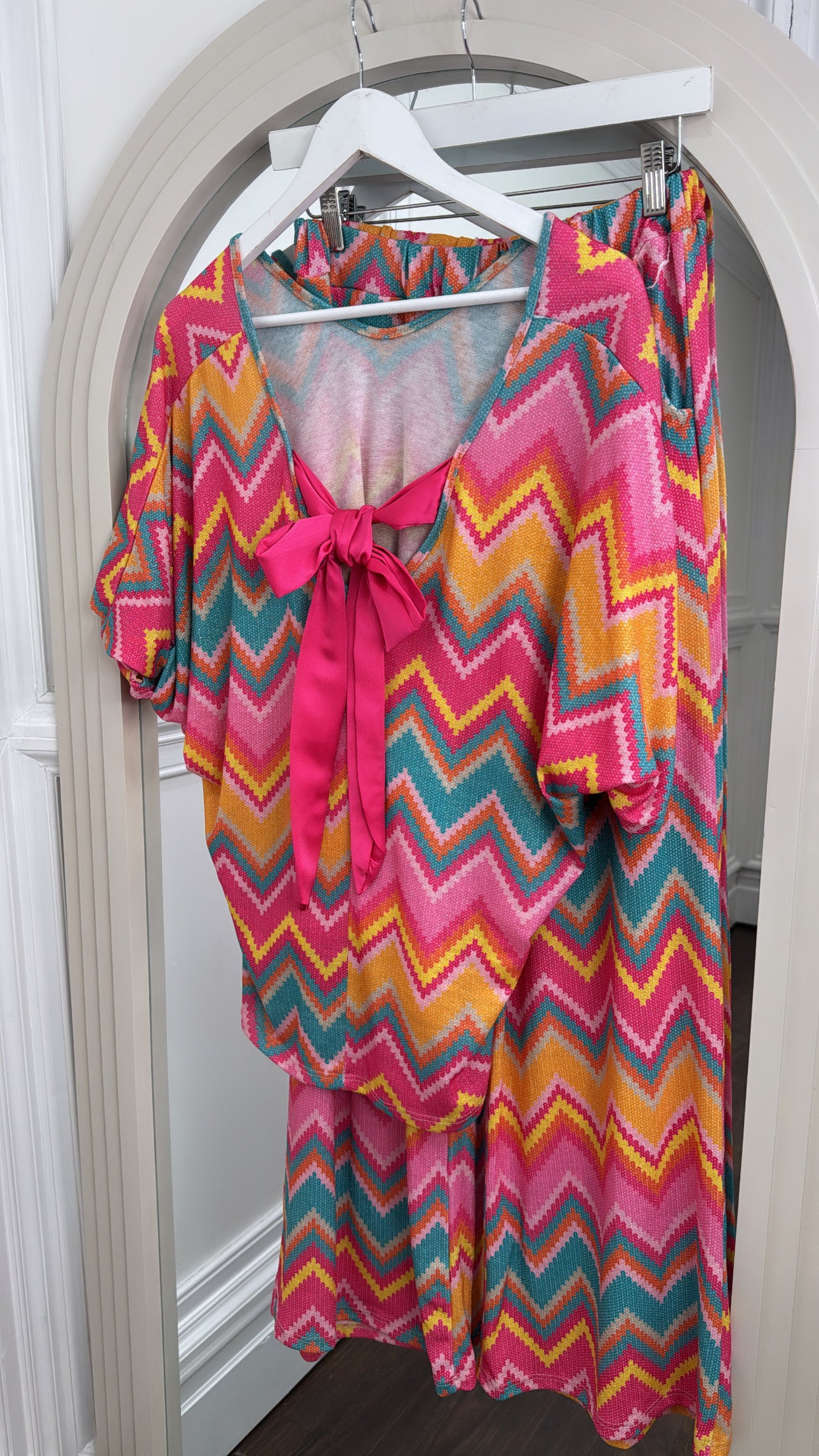 SASHA pink zig zag print co-ord