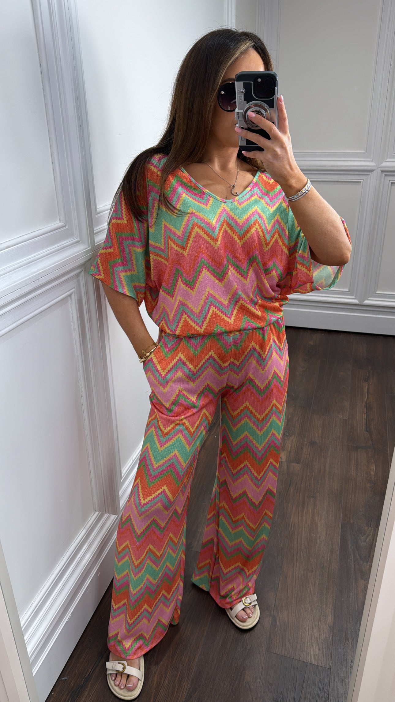 SASHA orange zig zag print co-ord