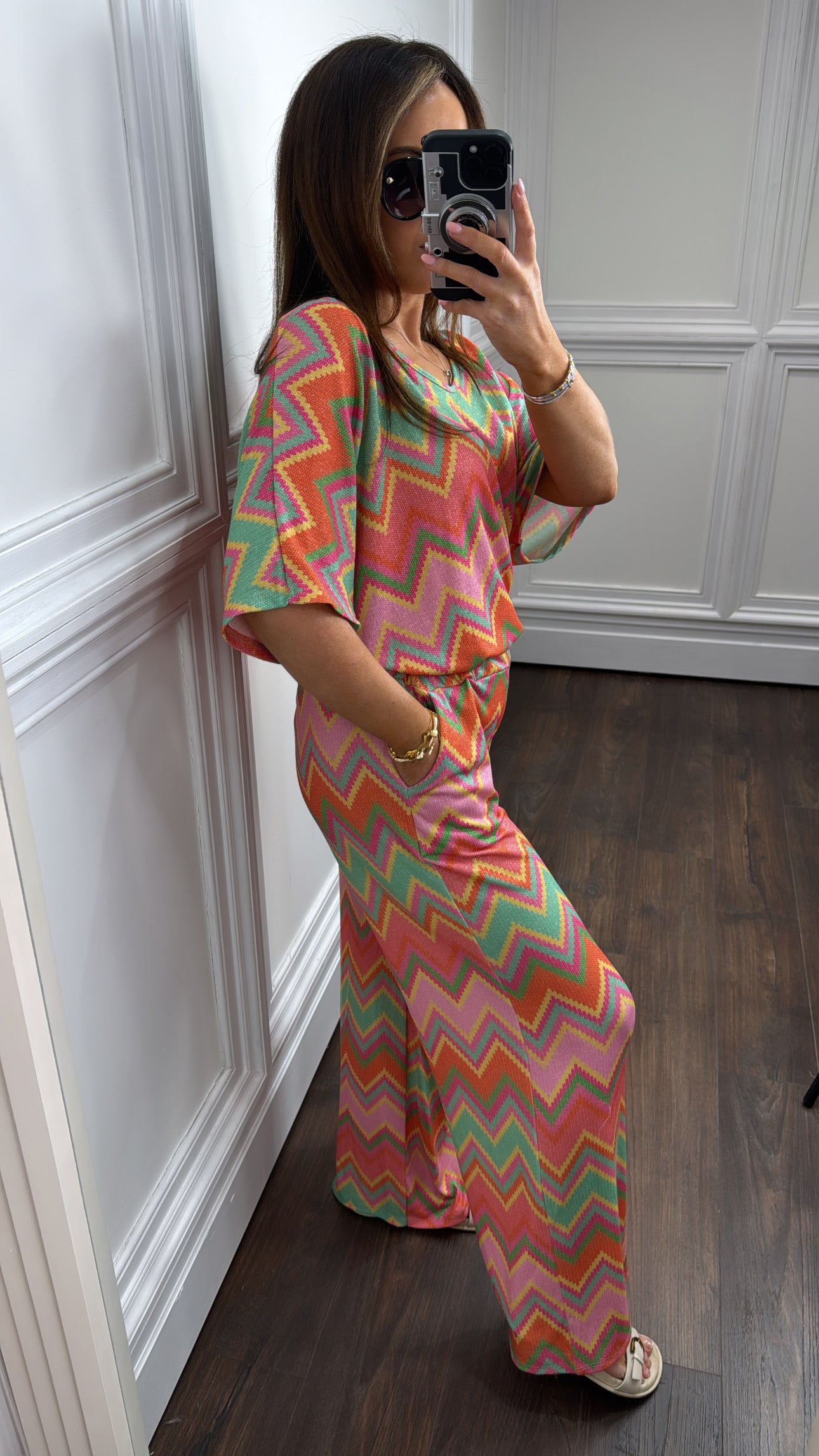 SASHA orange zig zag print co-ord