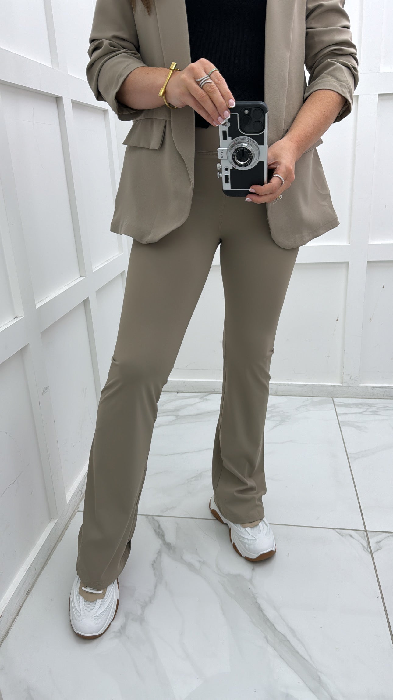 MILLIE taupe flared gym leggings