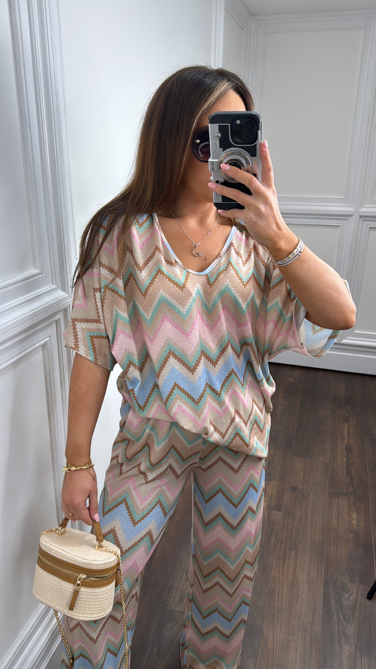 SASHA beige zig zag print co-ord
