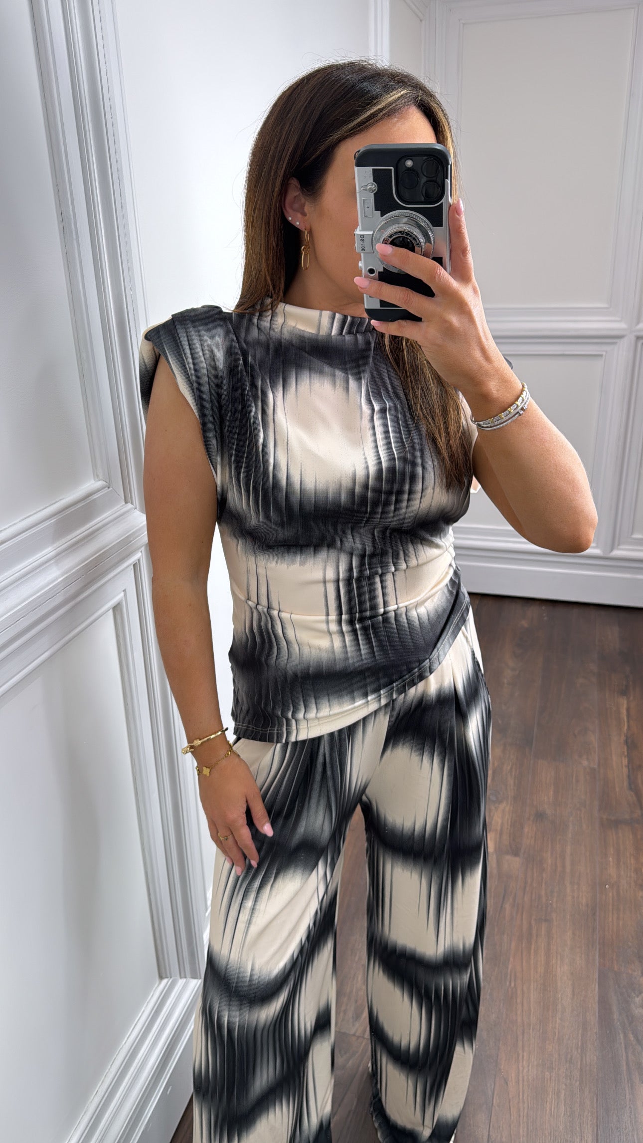 JADA black asymmetrical top and trousers co-ord