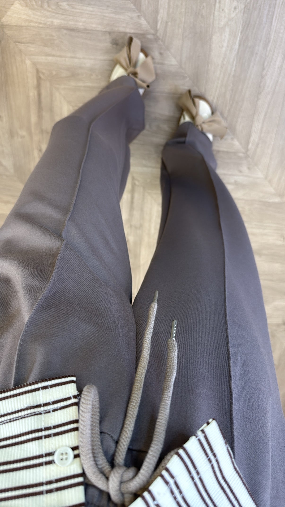 MARLEY taupe soft seam detail joggers