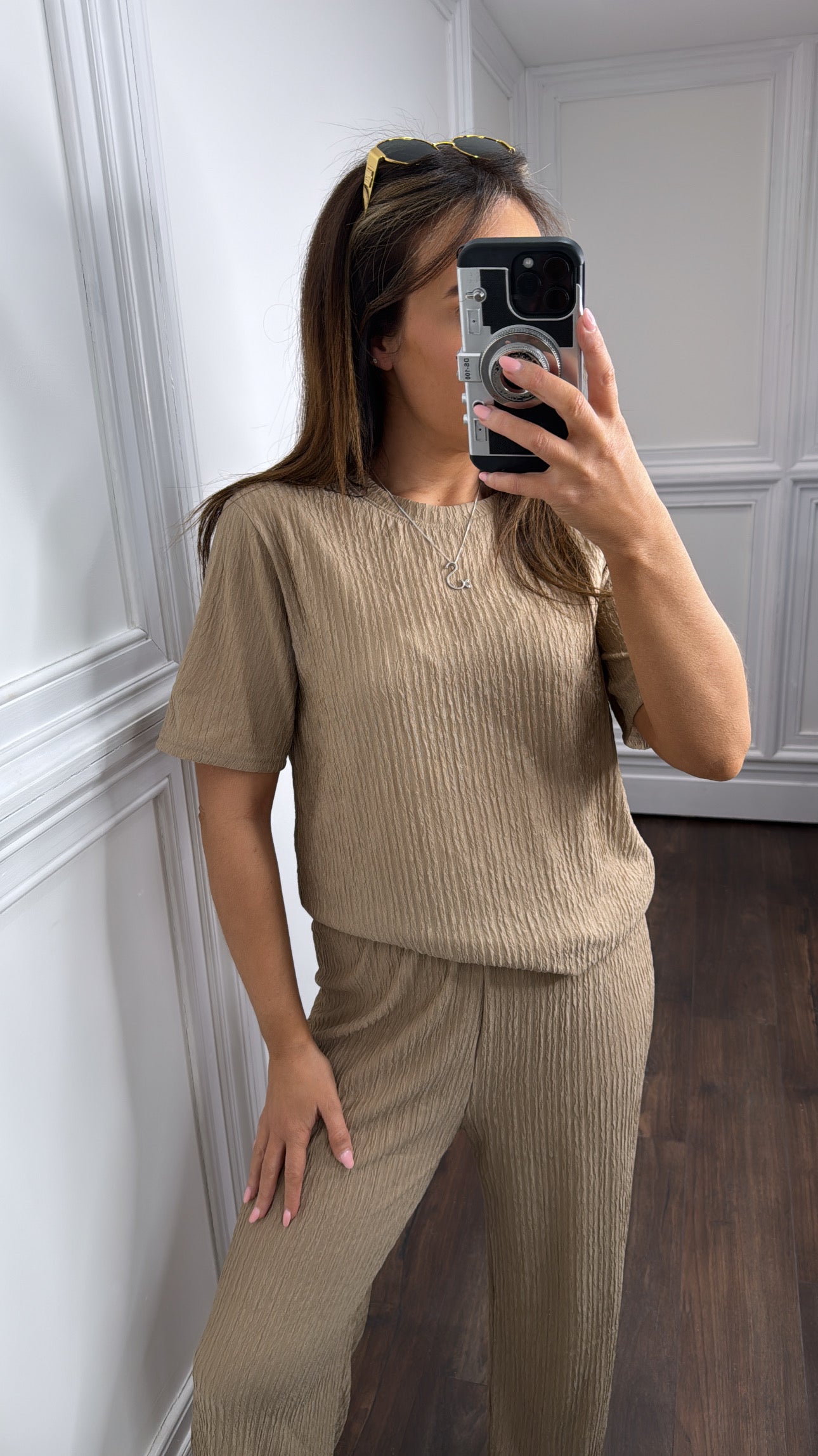 FRANCINE mocha crinkle co-ord