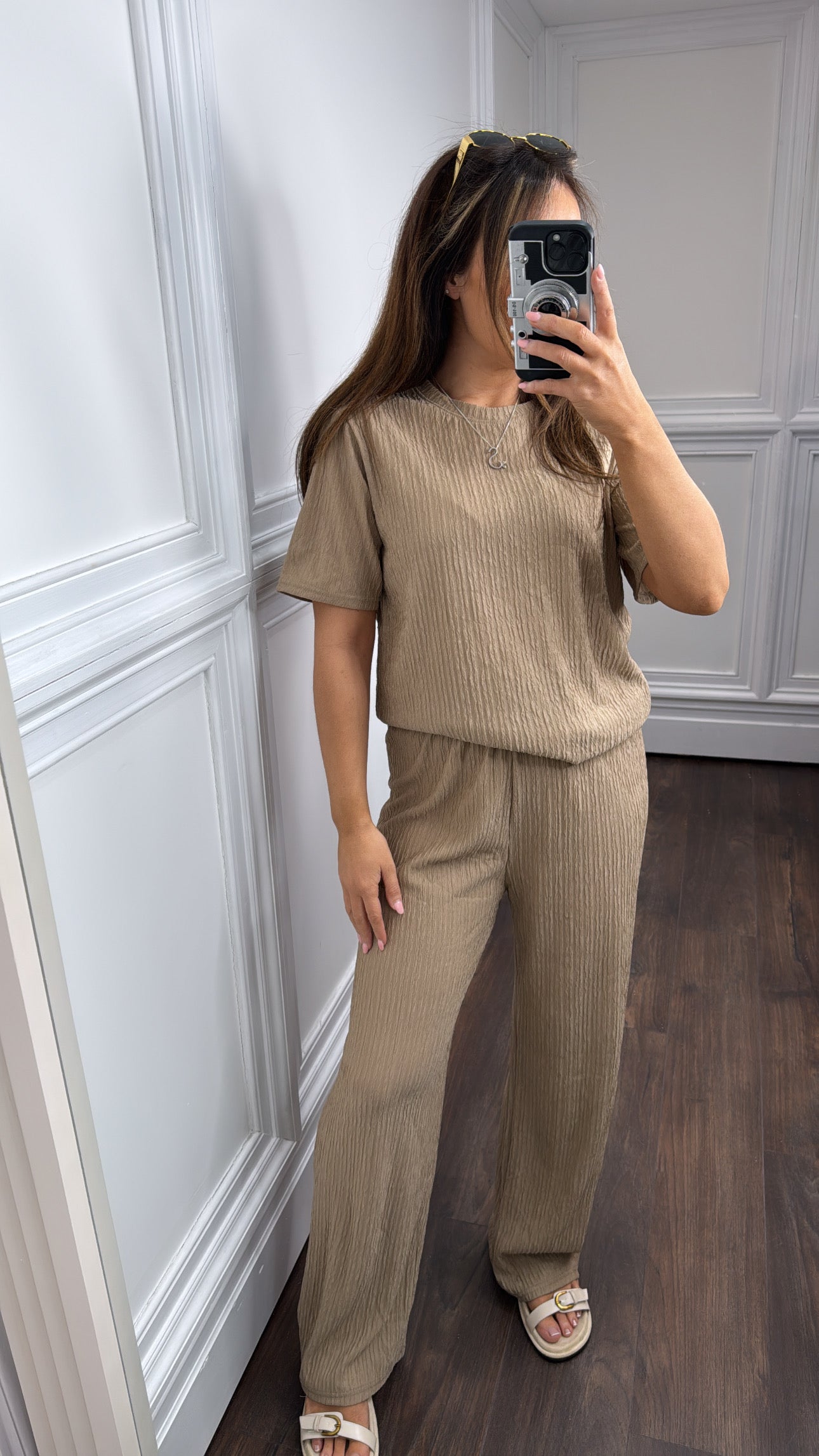 FRANCINE mocha crinkle co-ord