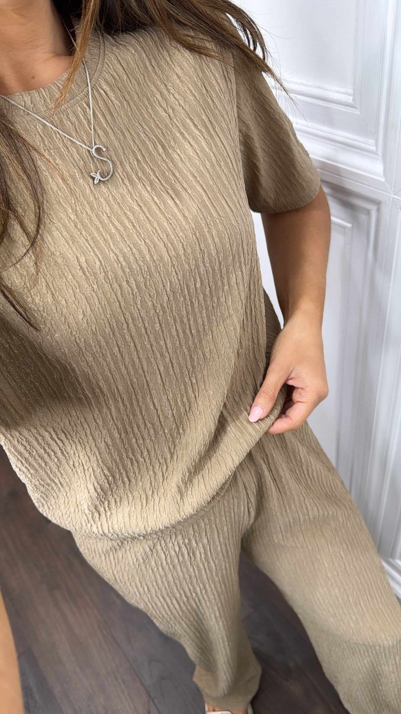 FRANCINE mocha crinkle co-ord