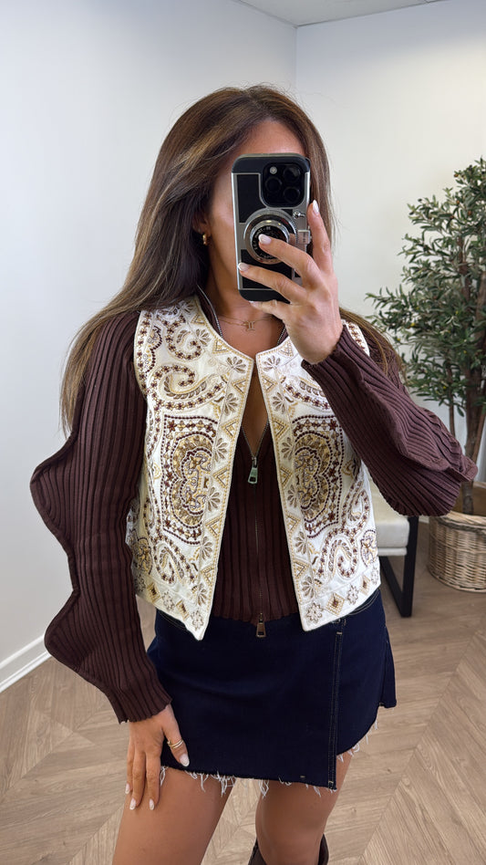 MILLY cream embroidered waistcoat