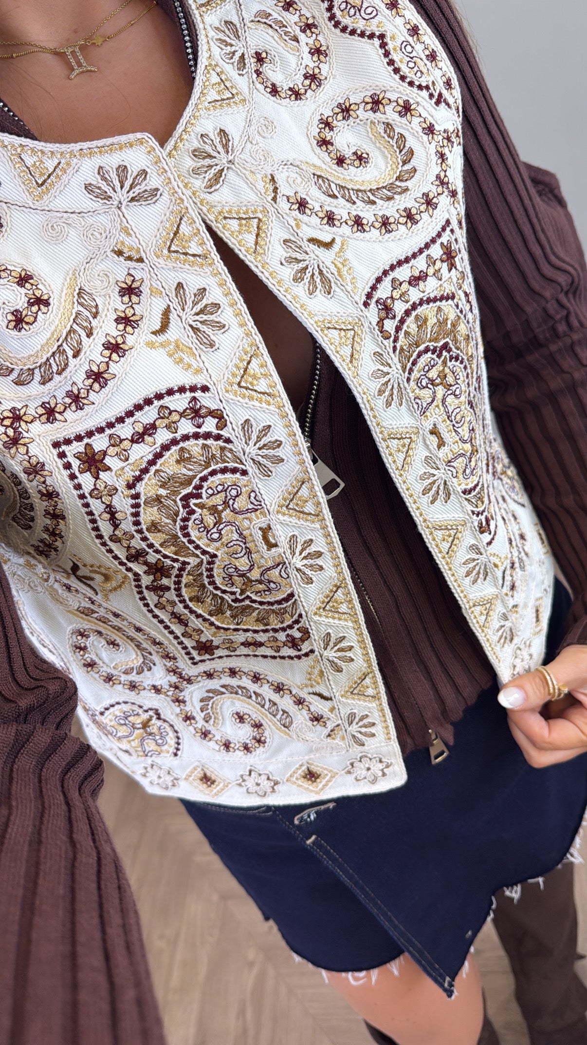 MILLY cream embroidered waistcoat