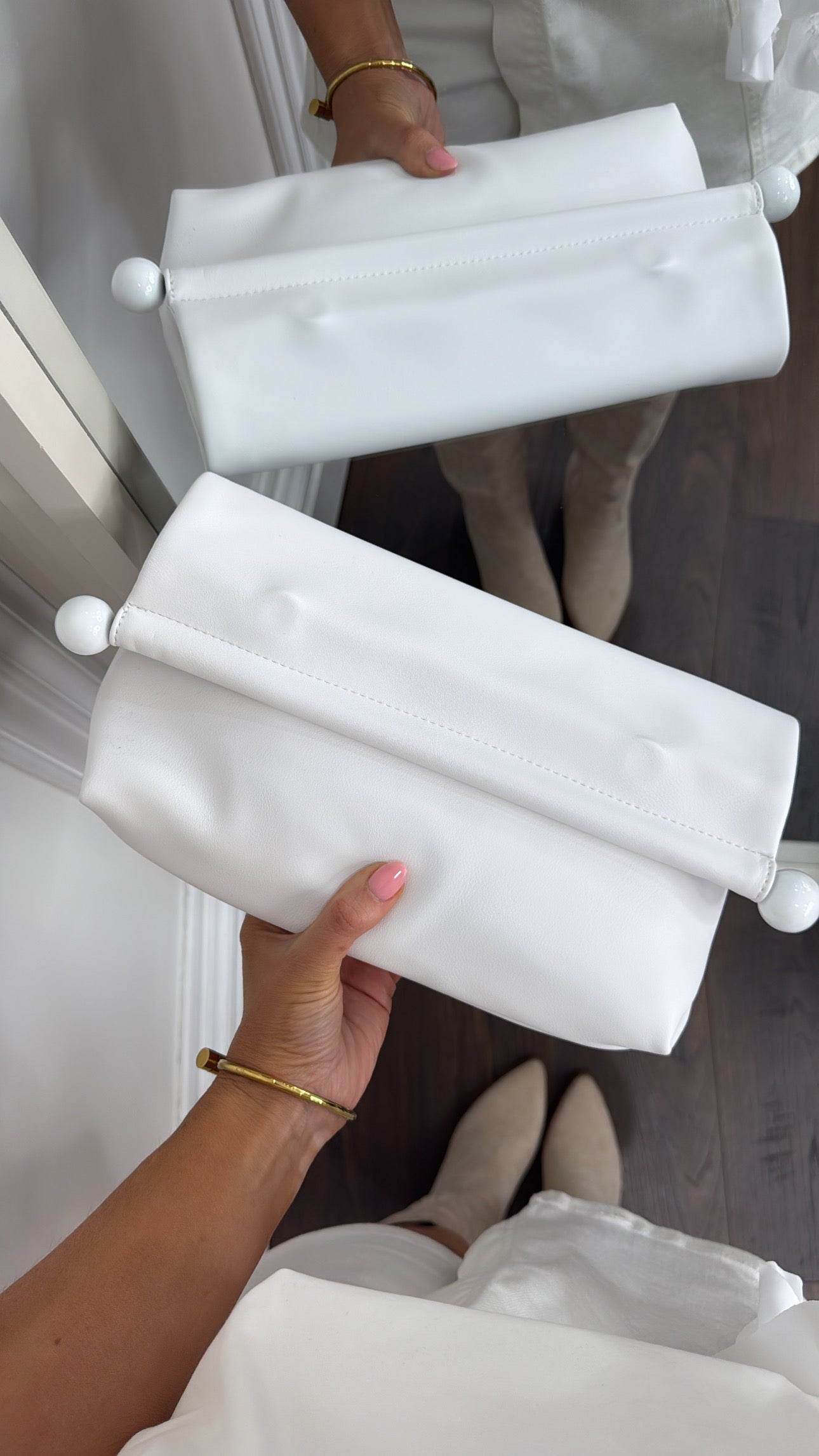 TESSA white fold over clutch bag