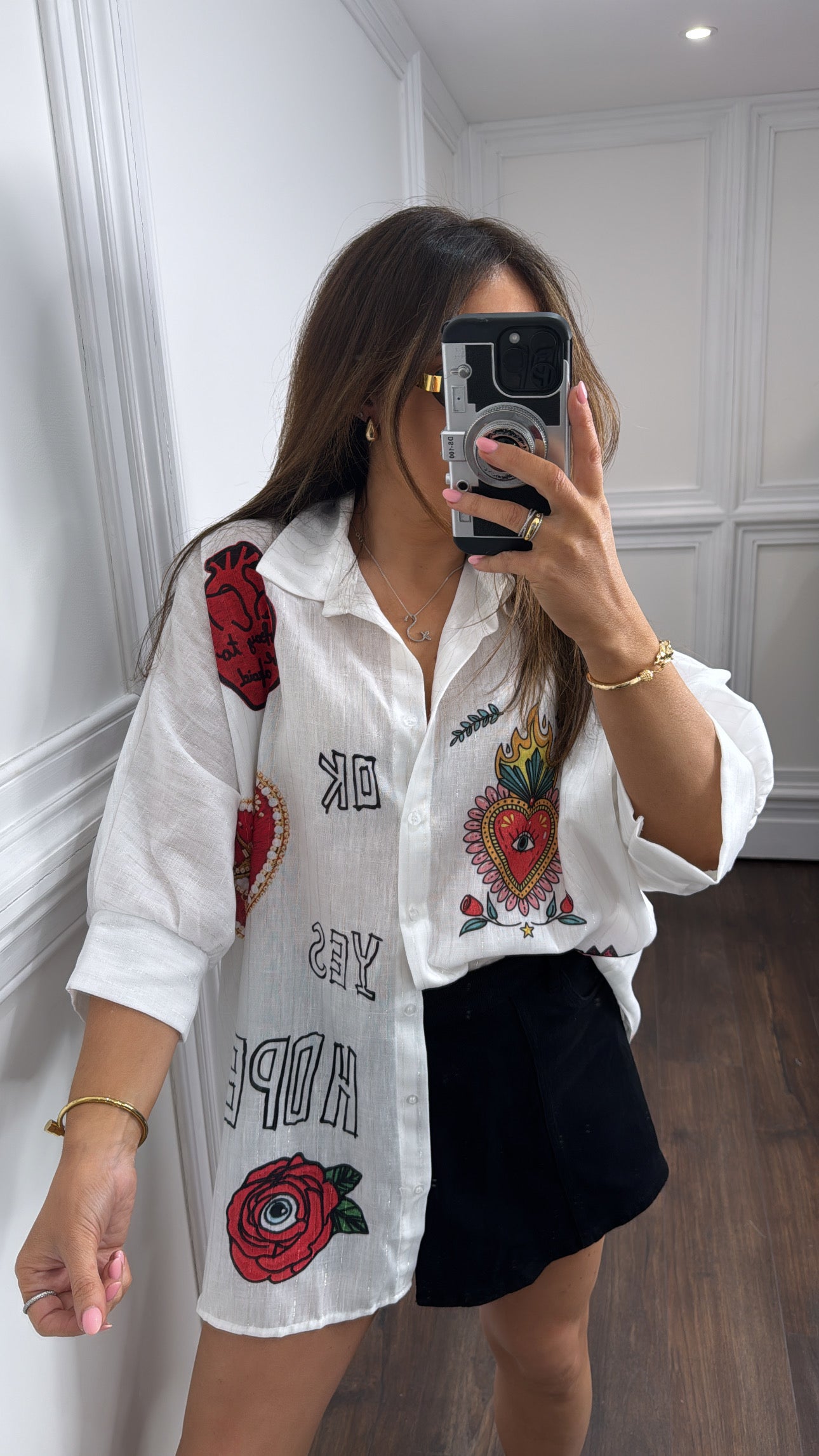 SIOBHAN red and white graffiti shirt
