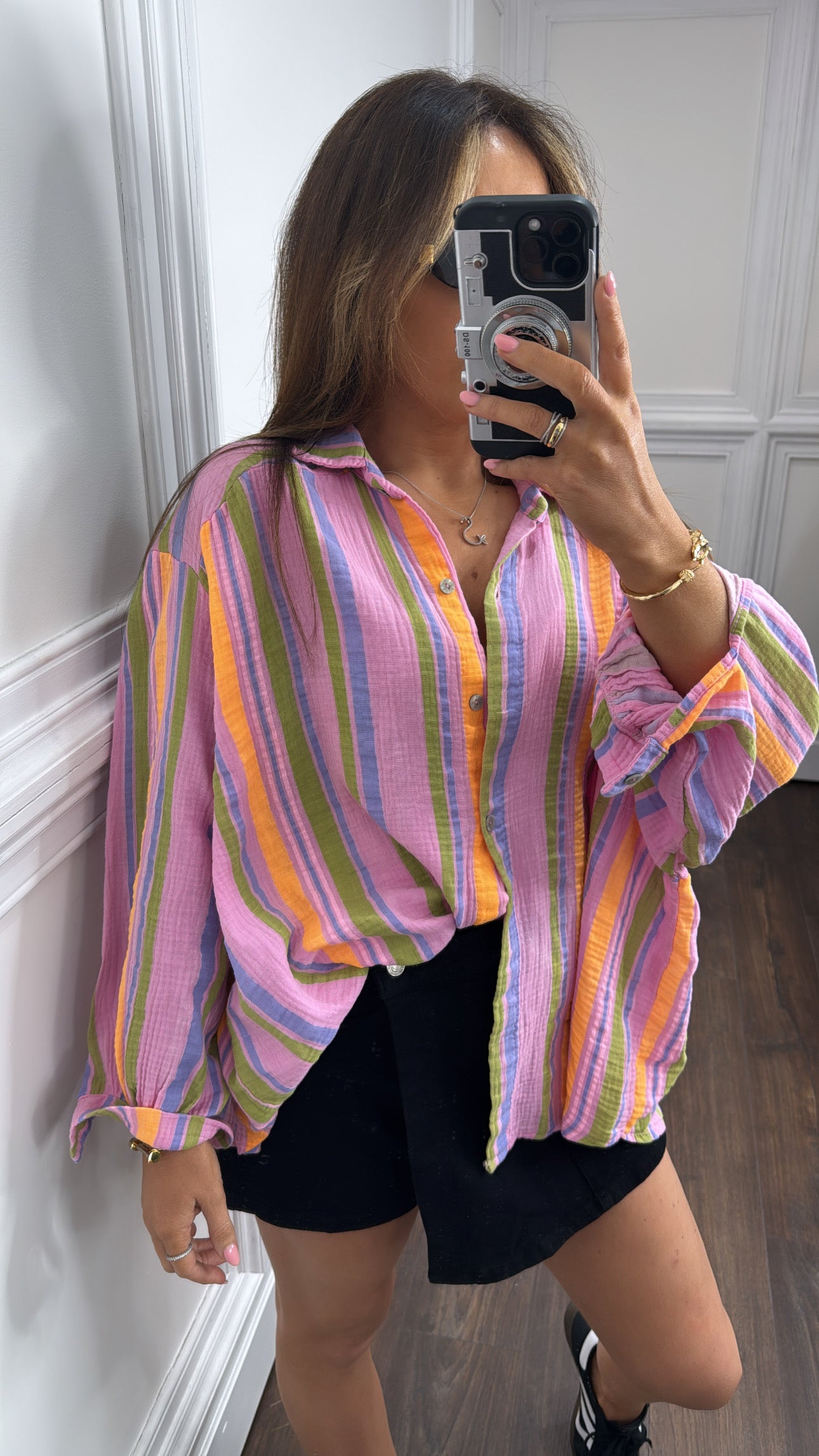 SAMMY neon orange stripe shirt