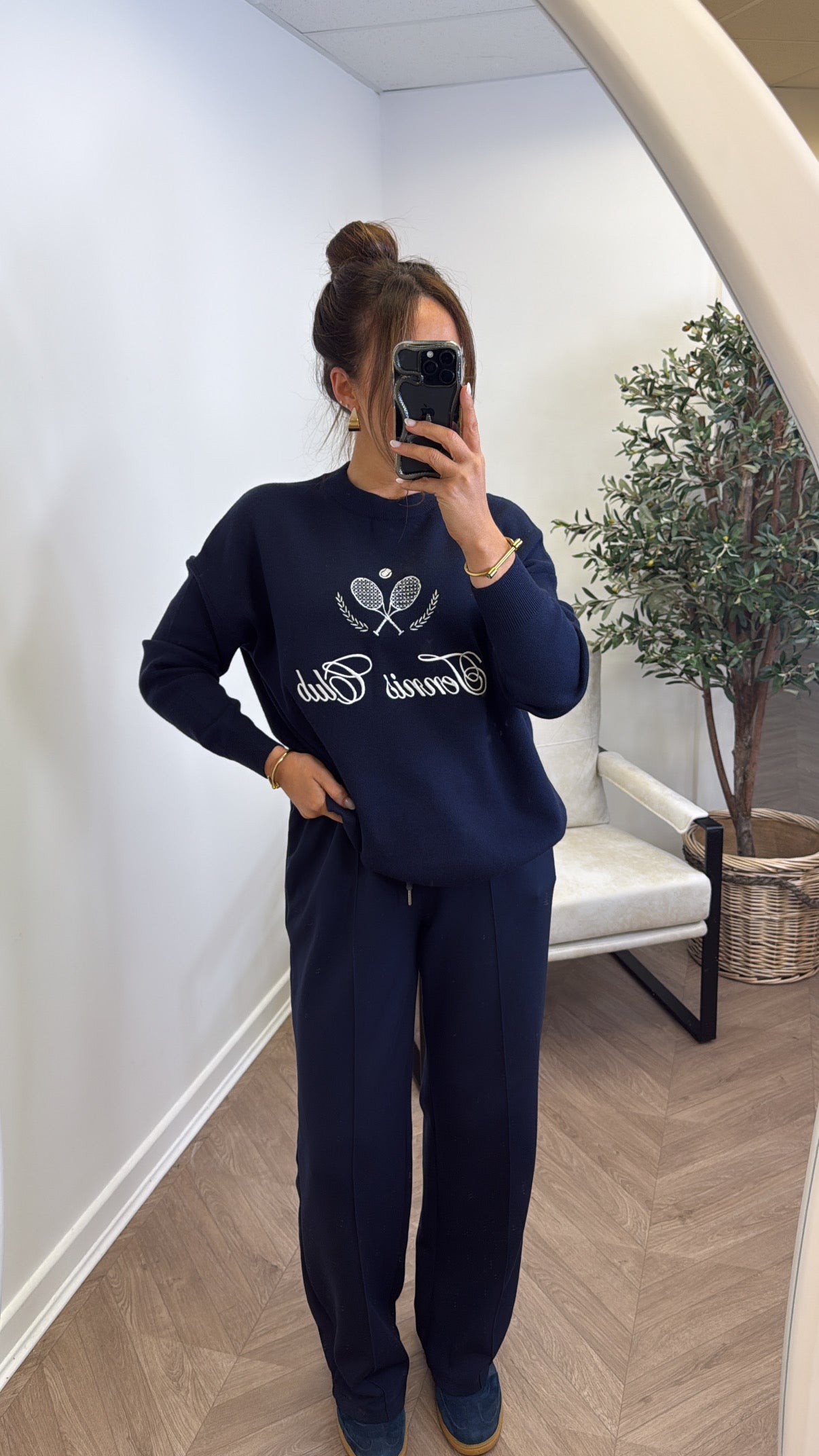 TENNIS CLUB navy embroidered knitted jumper