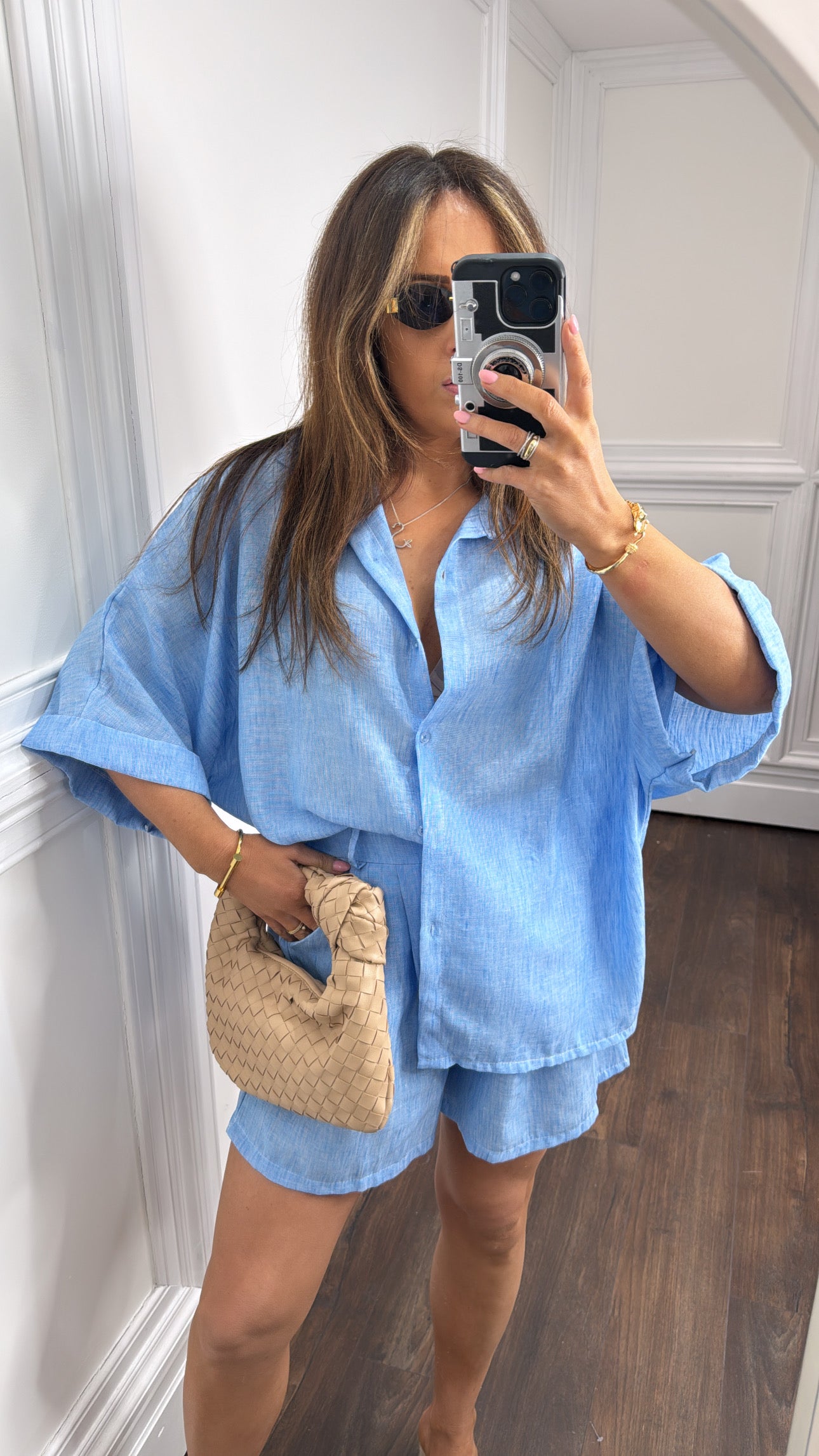 GENENE powder blue linen look co-ord