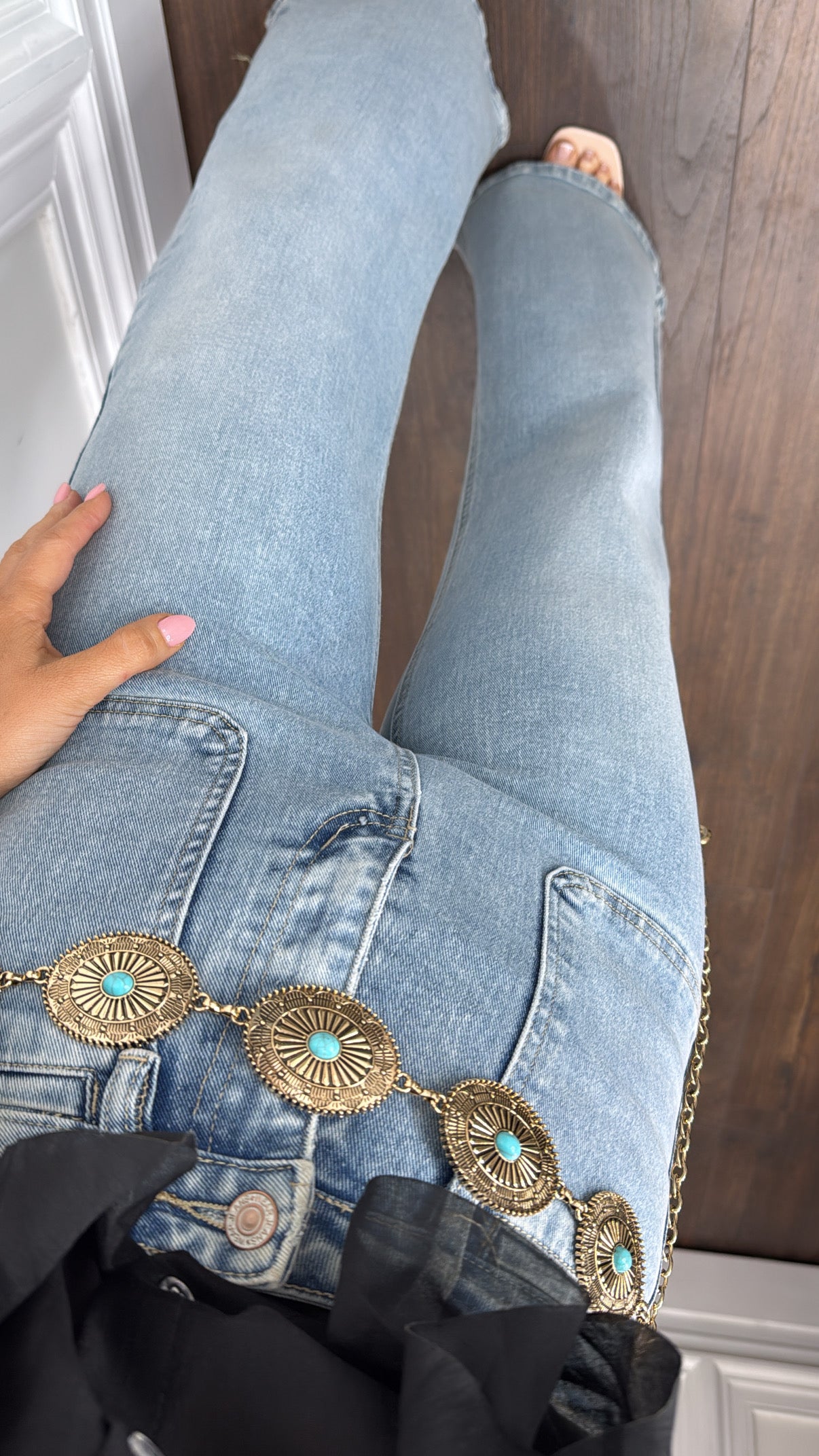 KENDRA gold turquoise stone belt