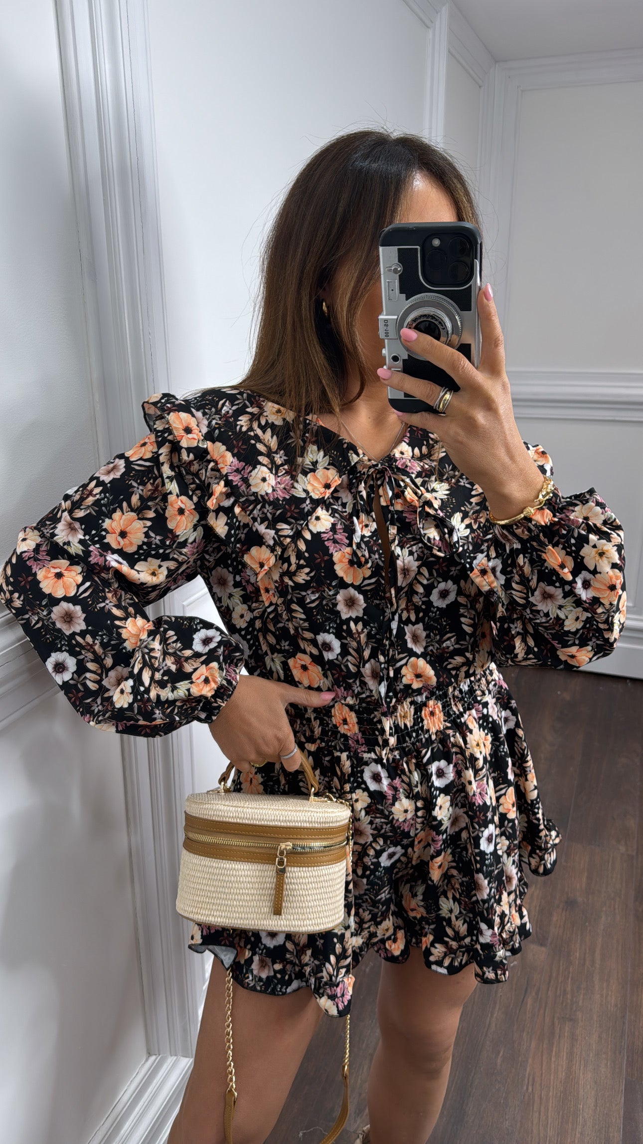 REEVE black floral extravagant collar playsuit