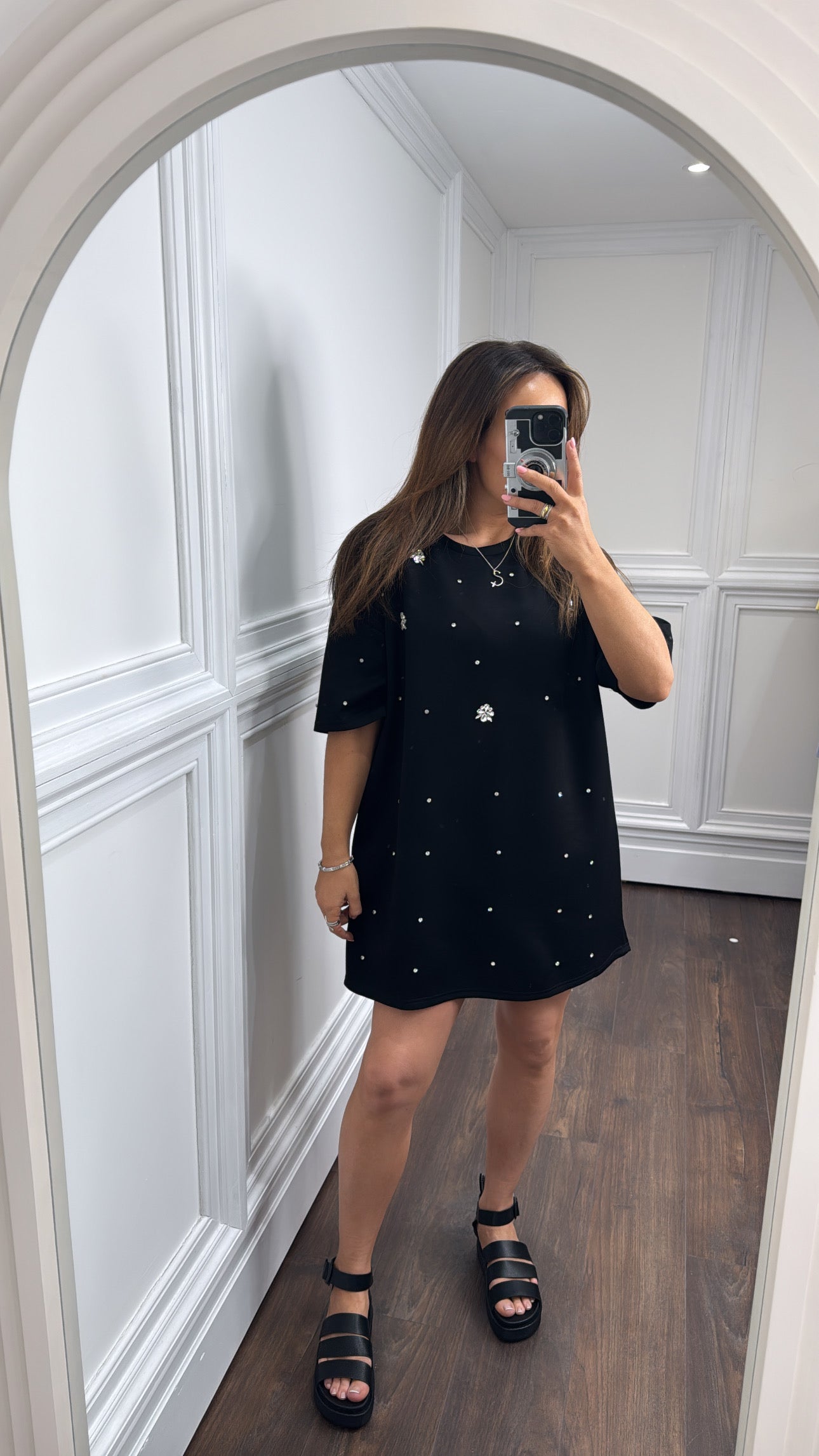 LUCIE black crystal tshirt dress