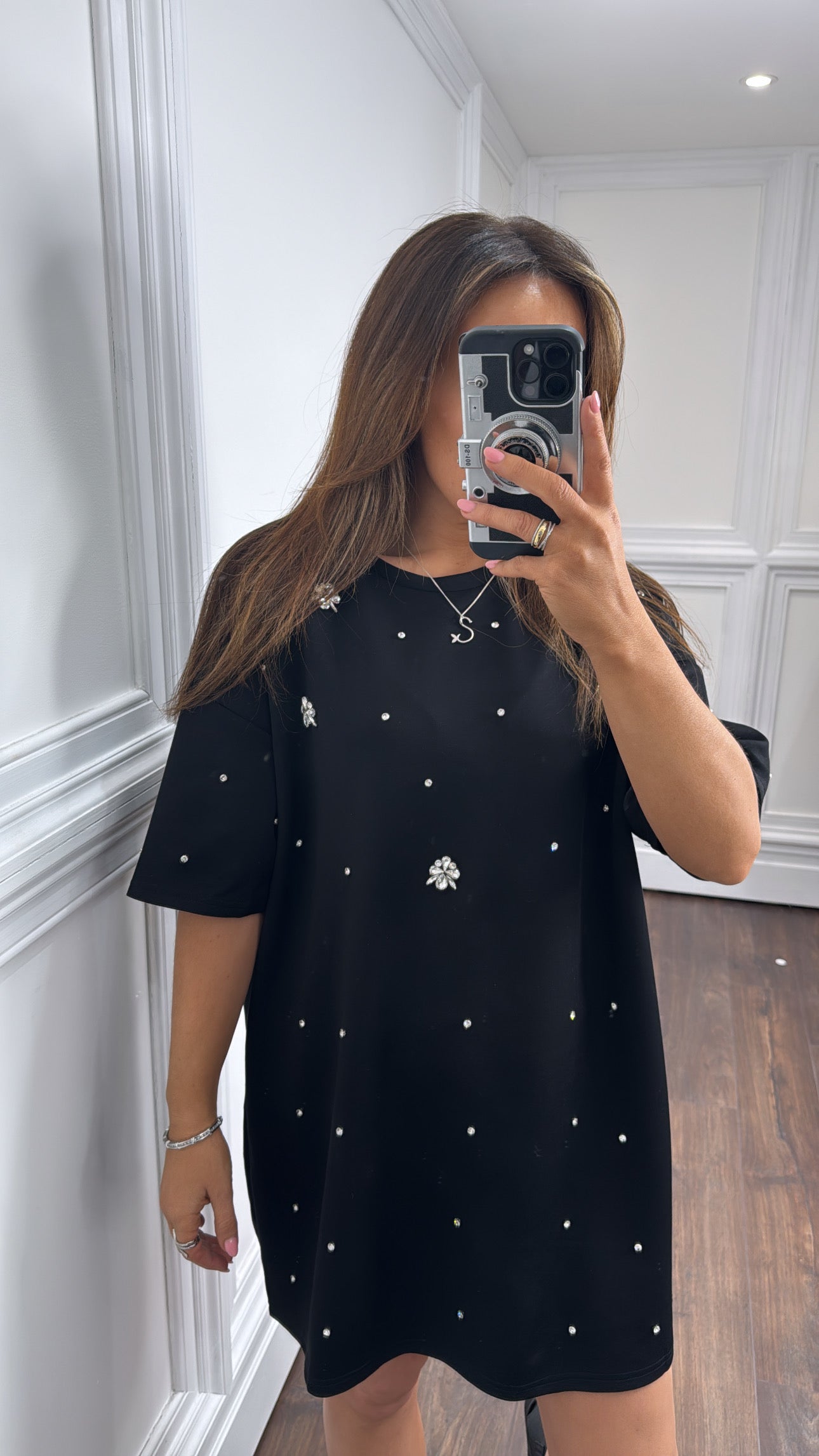 LUCIE black crystal tshirt dress