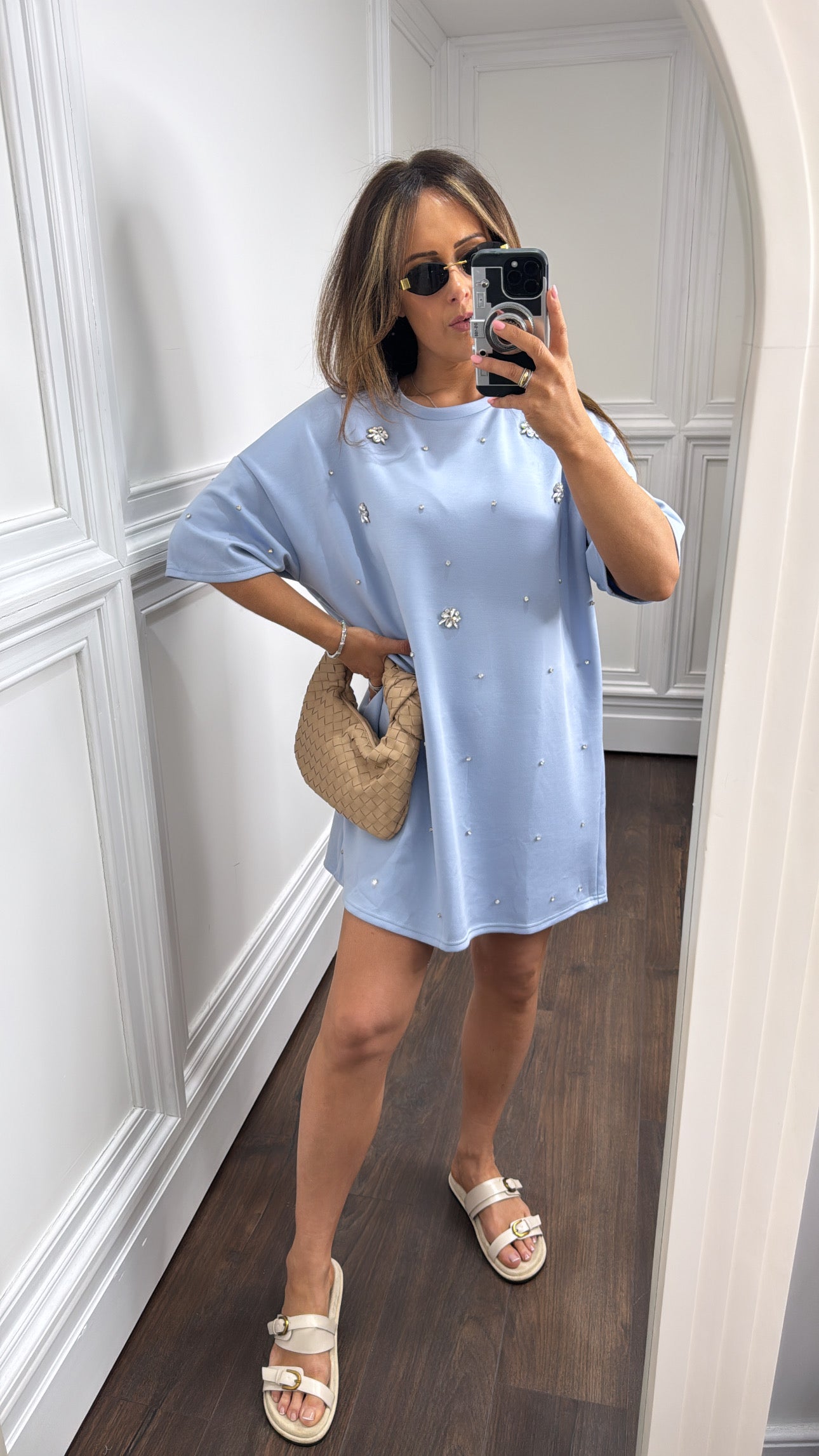 LUCIE powder blue crystal tshirt dress
