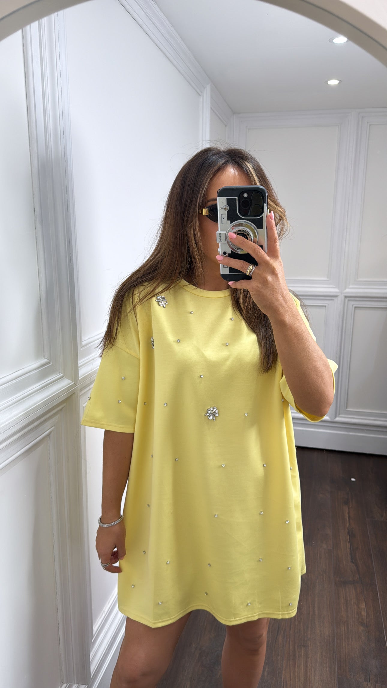 LUCIE yellow crystal tshirt dress