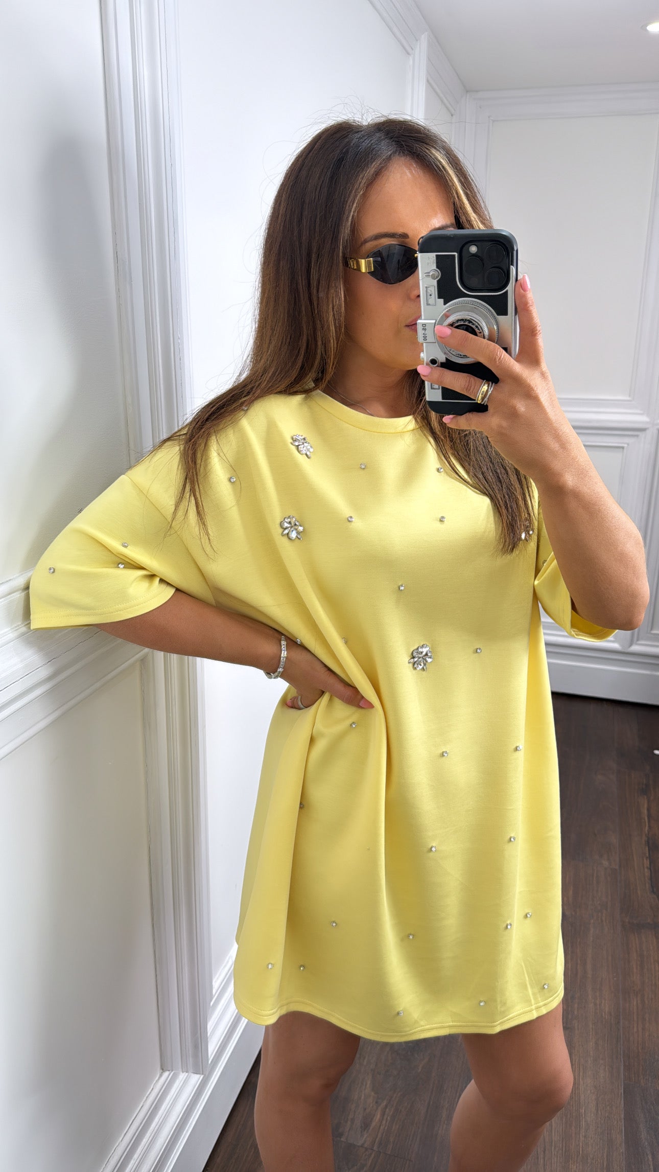LUCIE yellow crystal tshirt dress