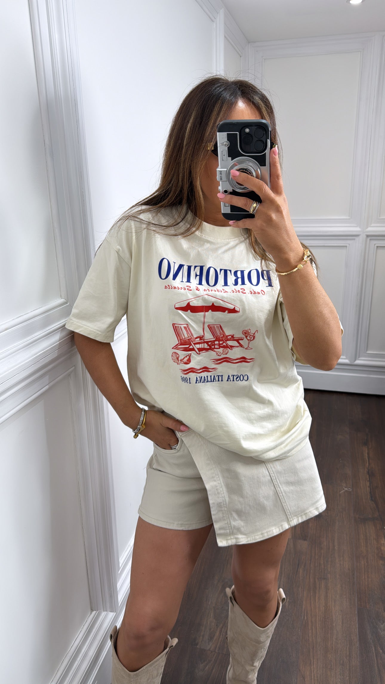 PORTOFINO cream logo oversized t-shirt