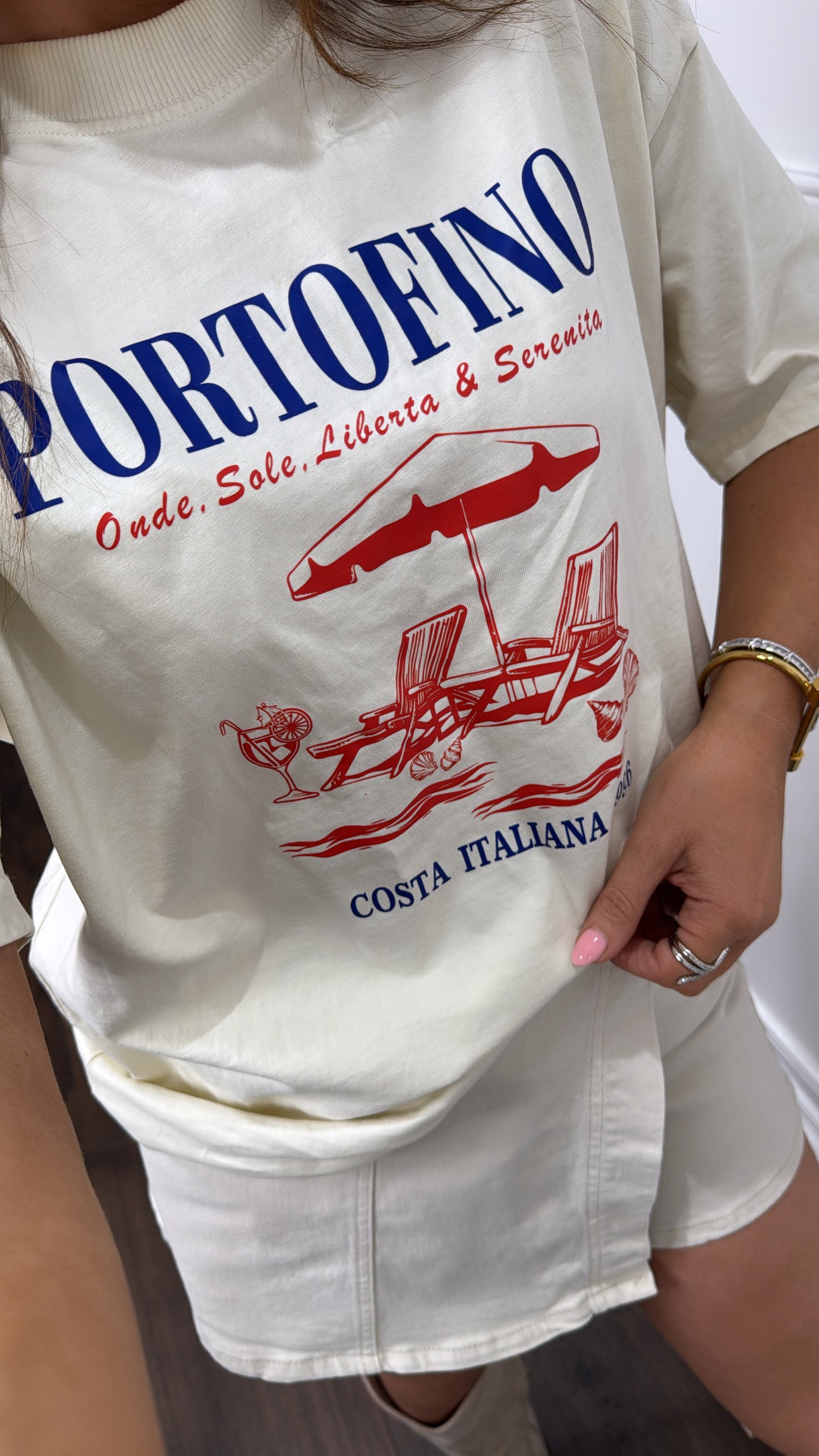 PORTOFINO cream logo oversized t-shirt