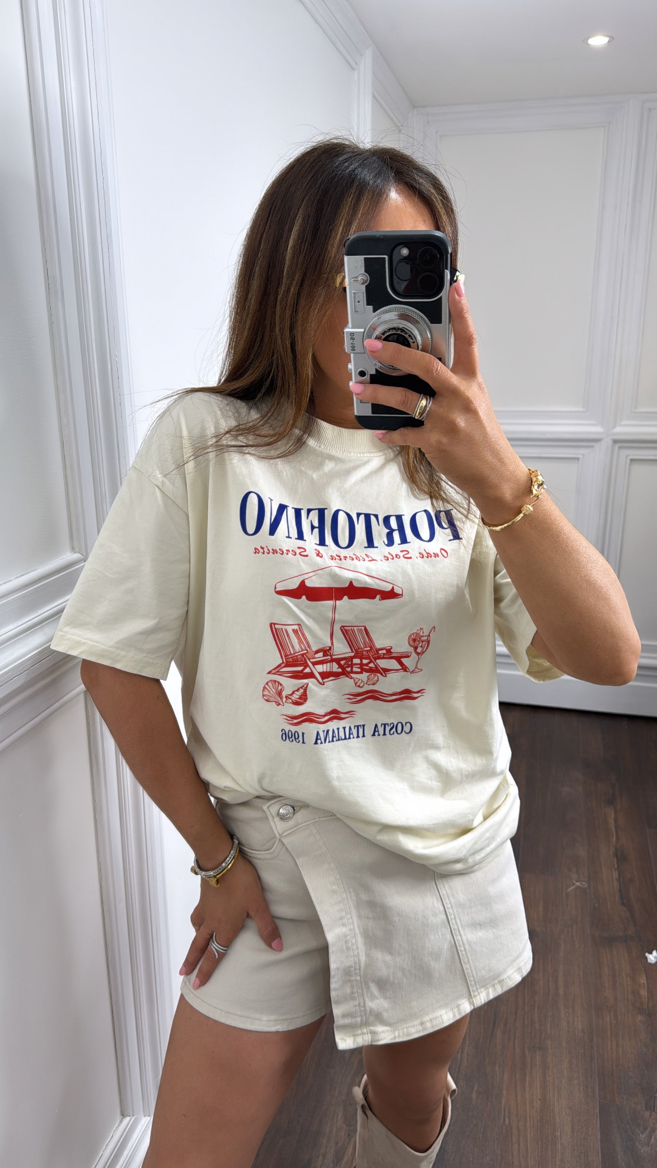 PORTOFINO cream logo oversized t-shirt