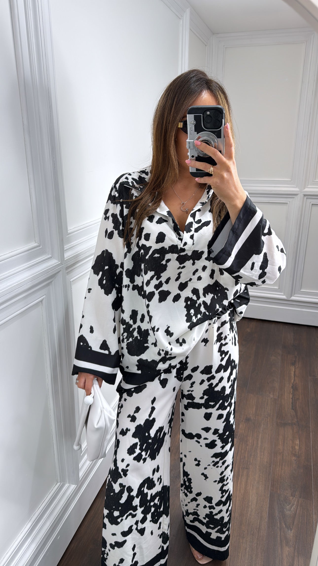 ISABELLA black cow print trouser co-ord