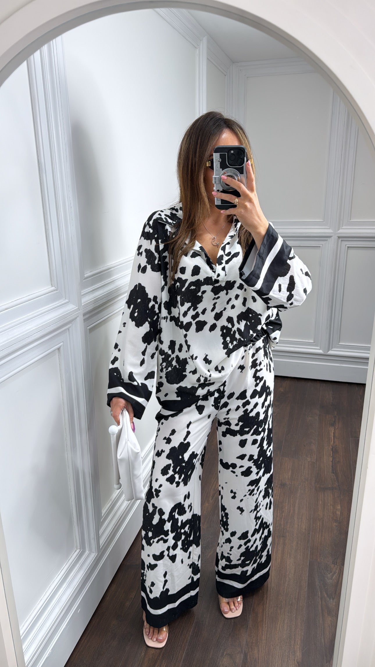 ISABELLA black cow print trouser co-ord
