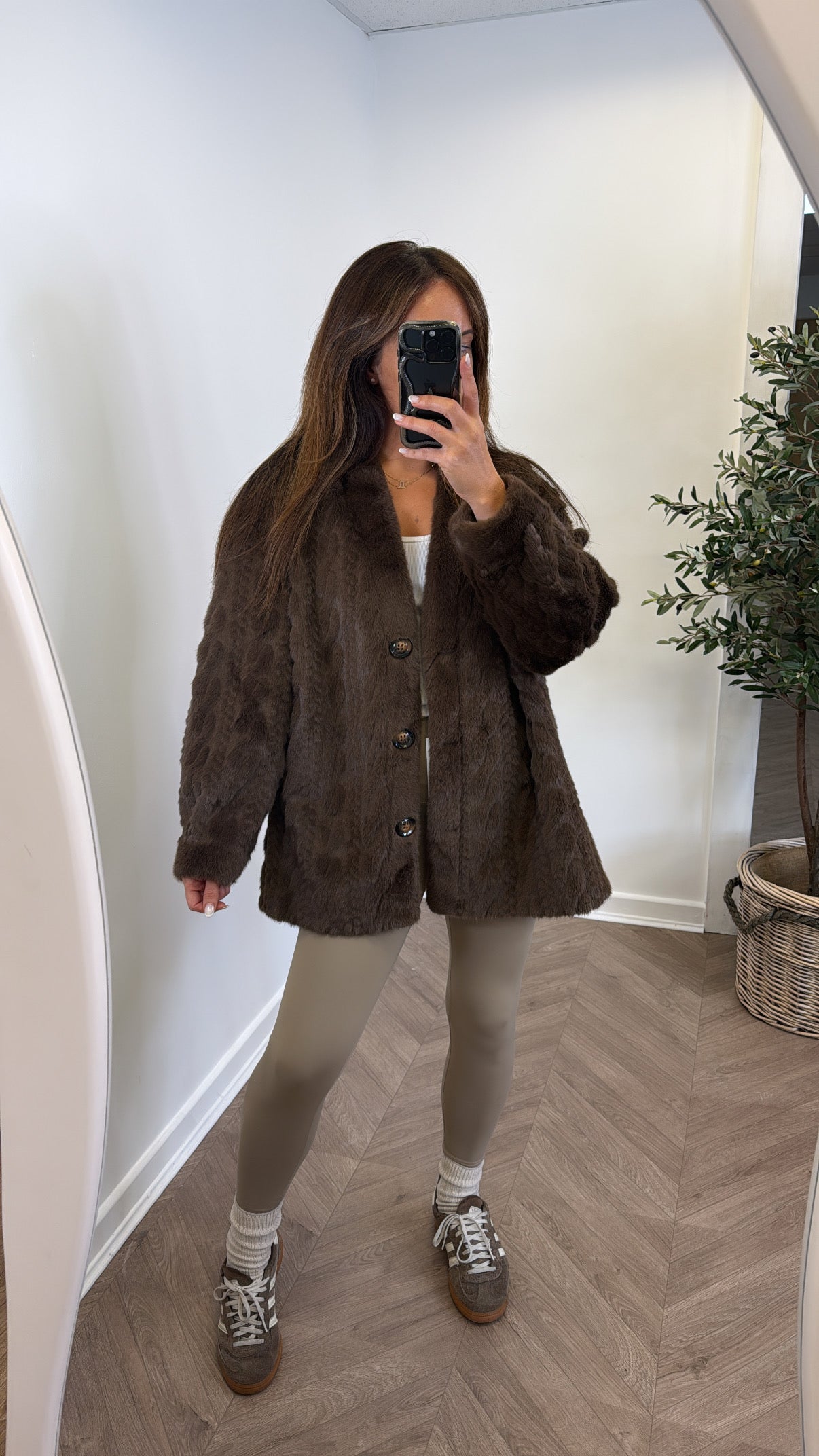 HATTY brown faux fur jacket