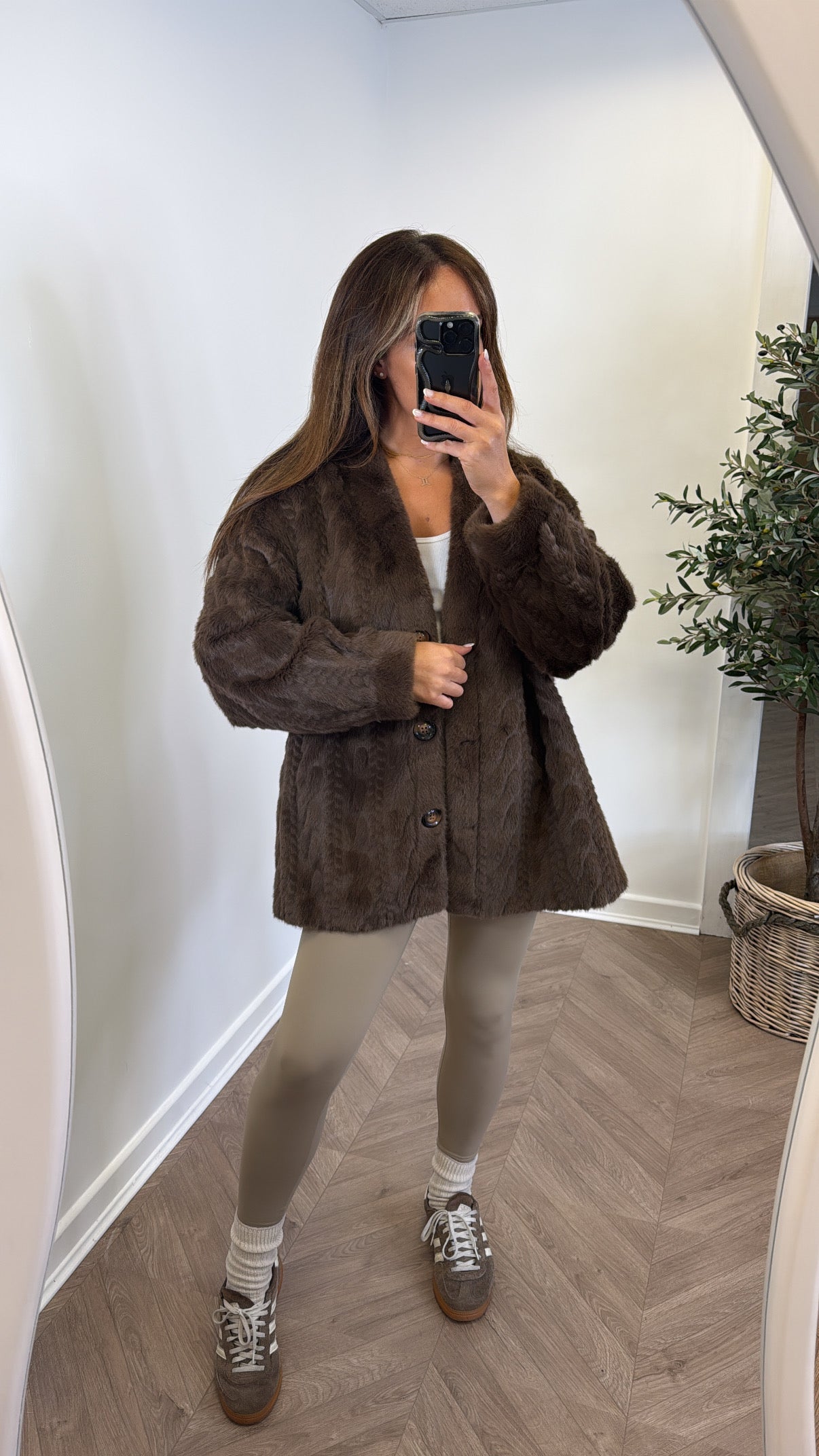 HATTY brown faux fur jacket