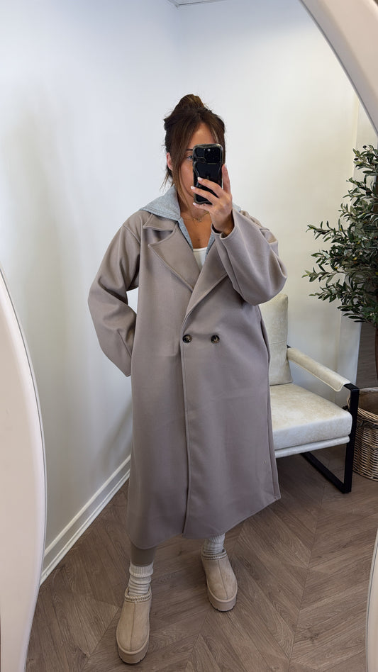 BOSTON mocha hooded oversize duster jacket