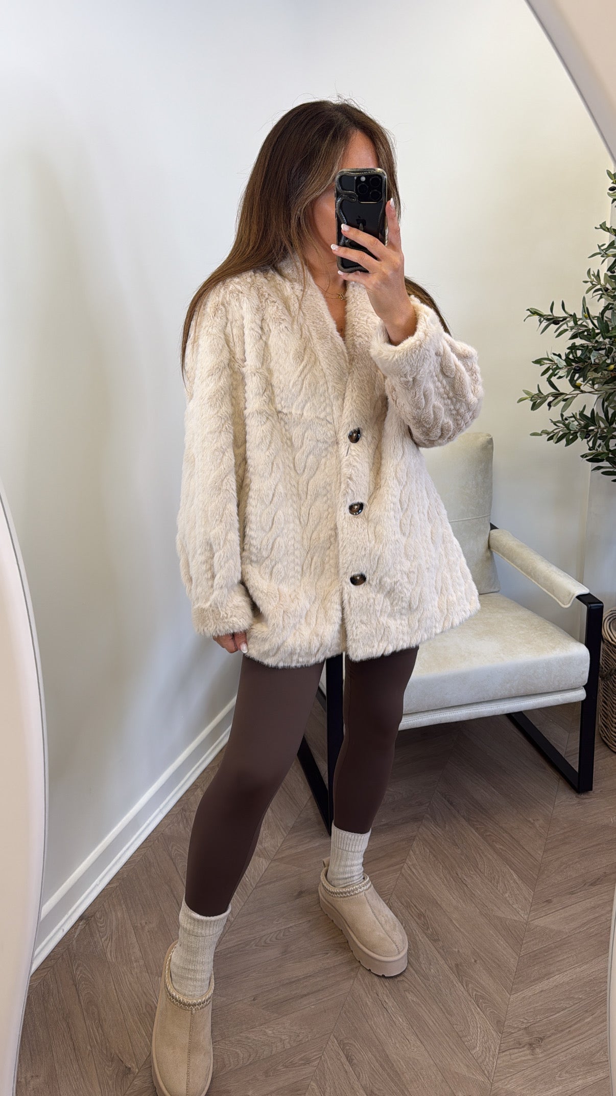 HATTY beige faux fur jacket
