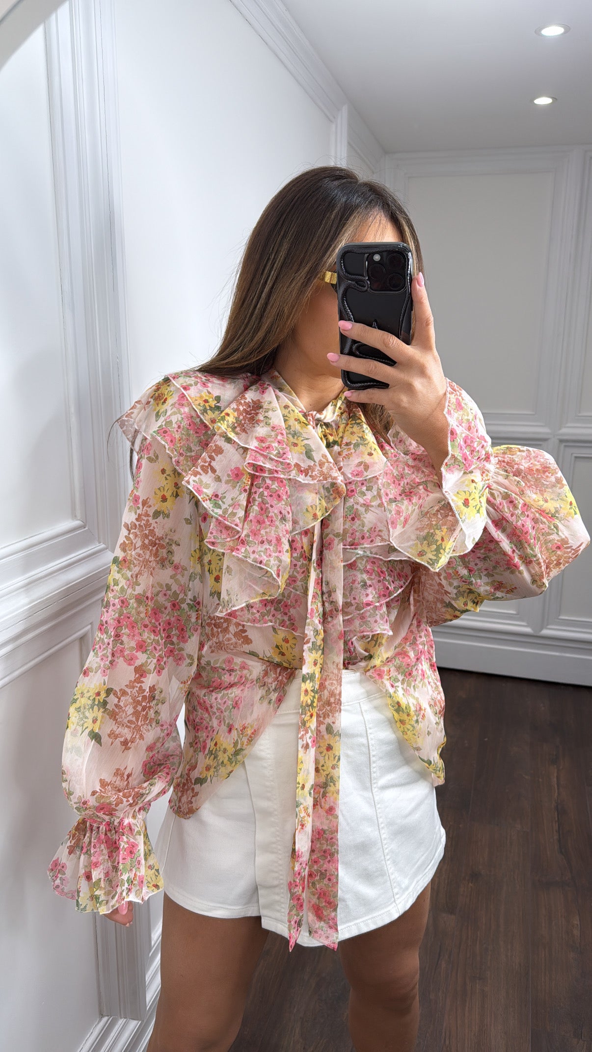 FLORENCE multi colour floral ruffle blouse