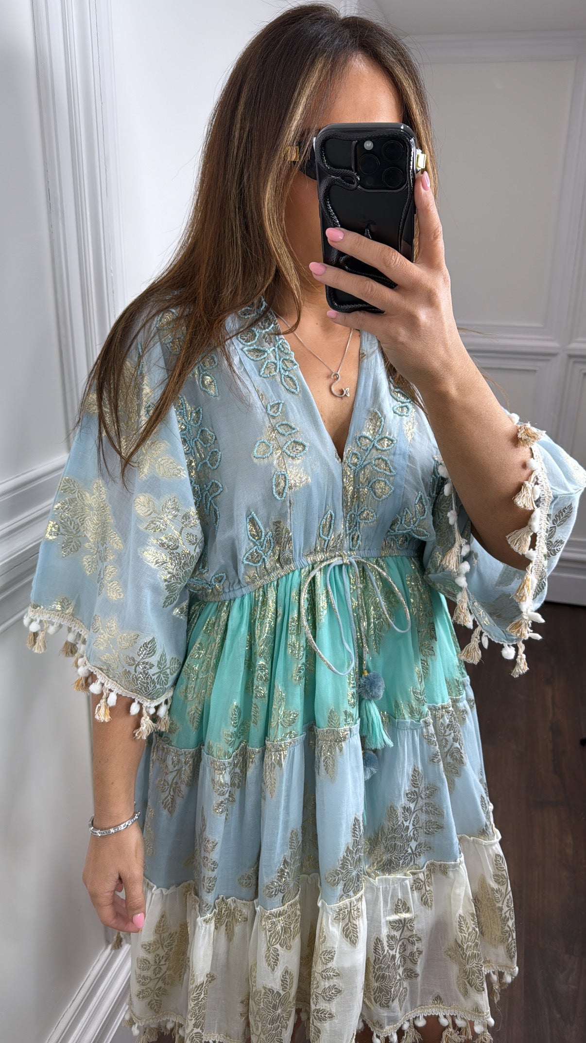 TIANA blue and turquoise boho dress