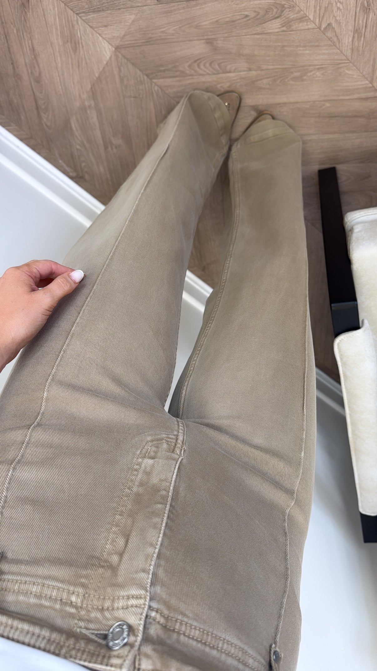 JAYDEN beige wide leg denim jeans (longer length)