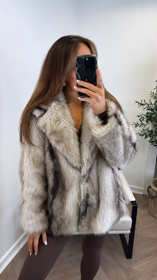 MOLL beige faux fur jacket