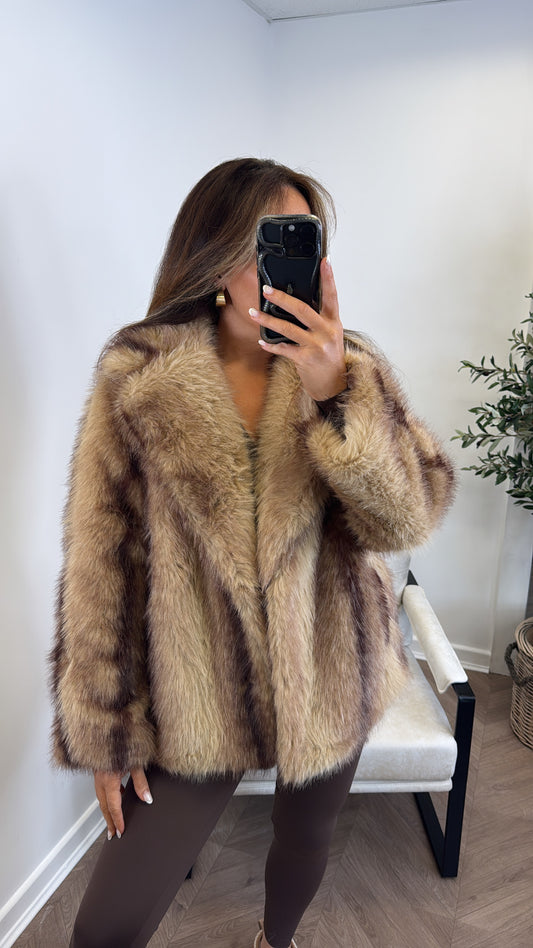 MOLL camel faux fur jacket