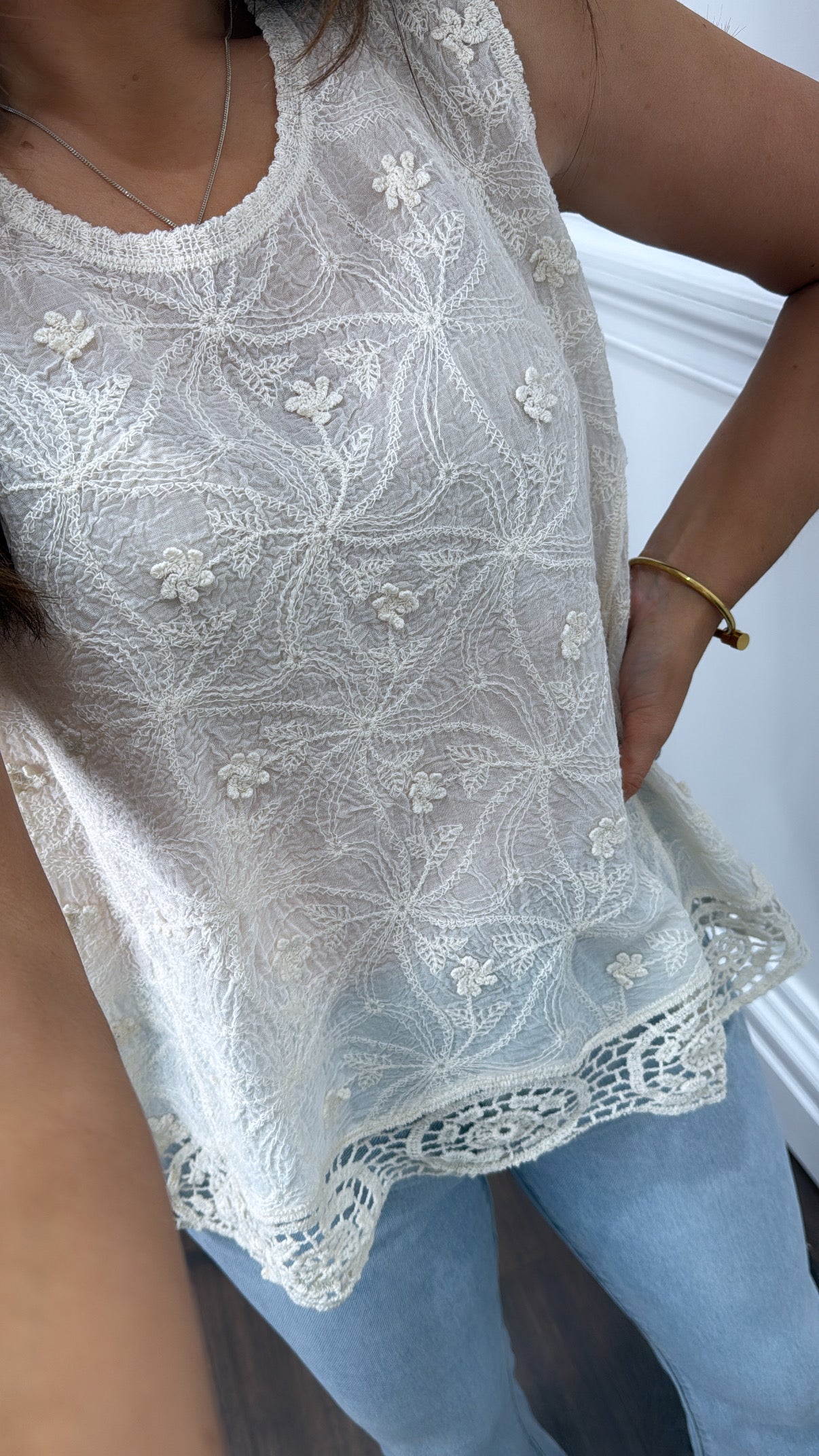CICI cream lace vest top