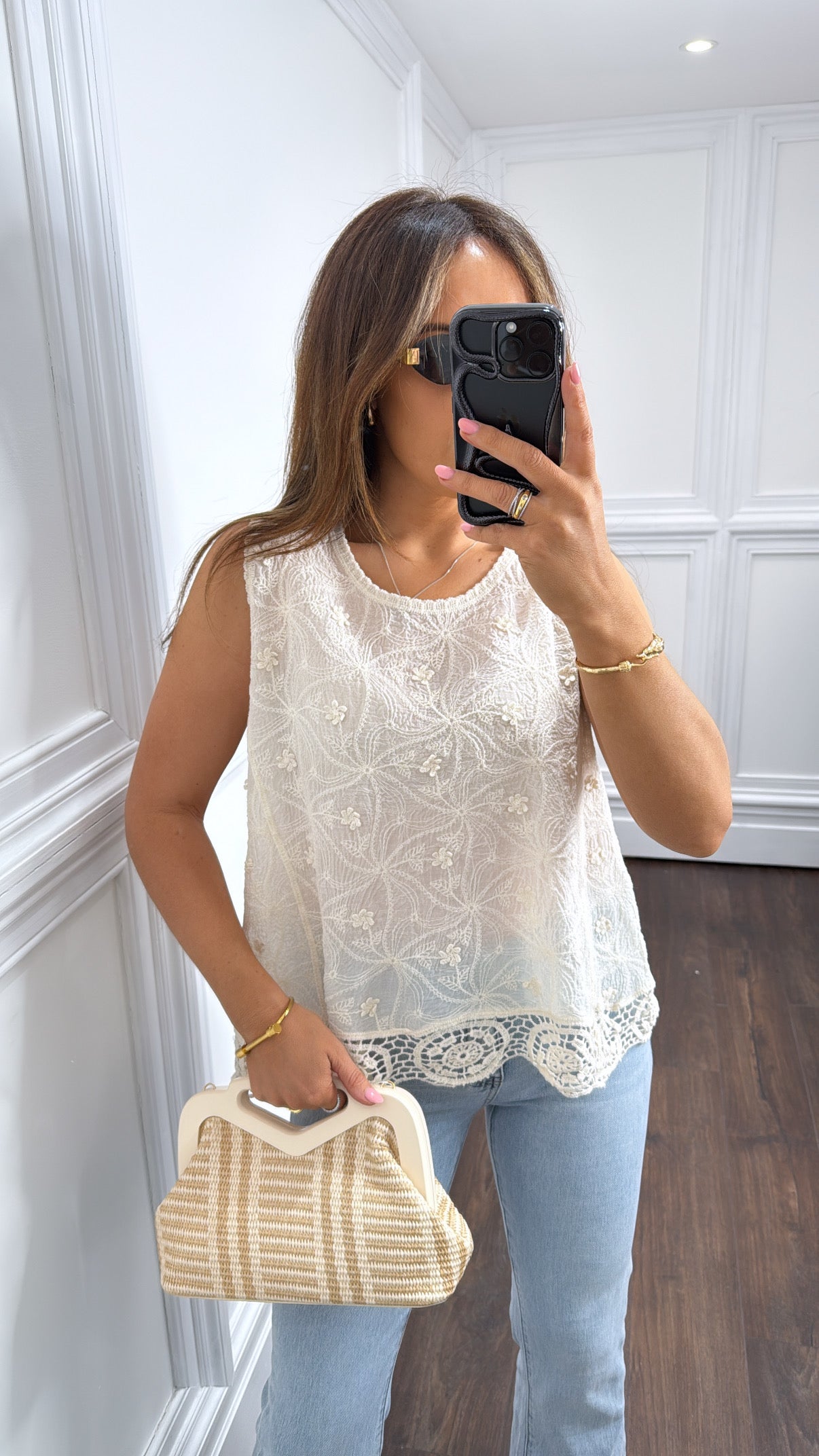 CICI cream lace vest top