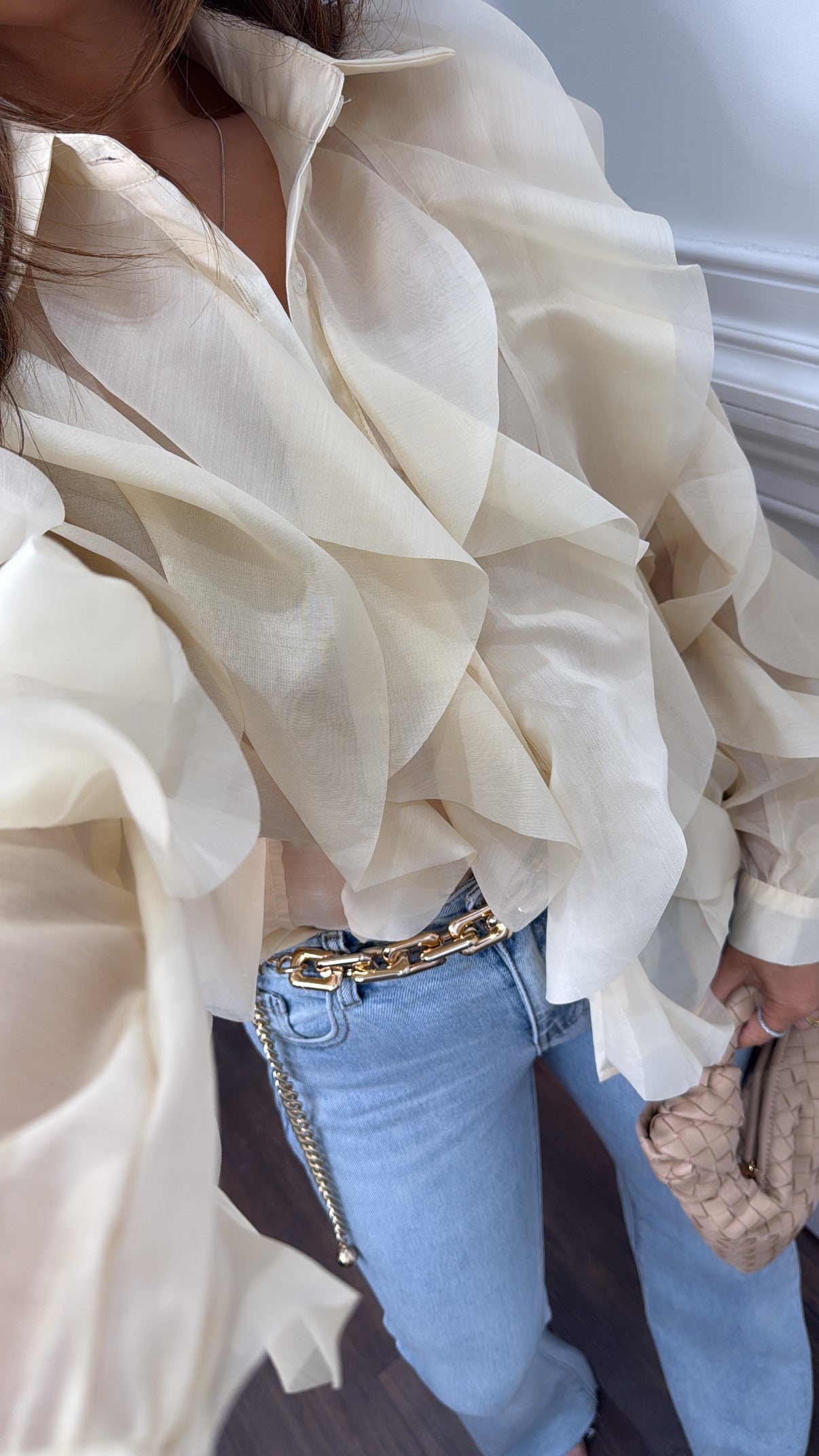 KATE butter yellow ruffle blouse