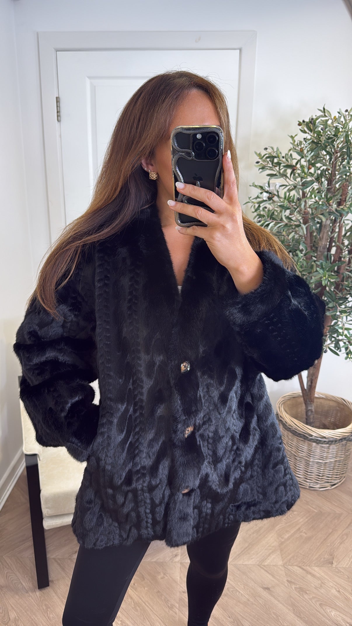HATTY black faux fur jacket