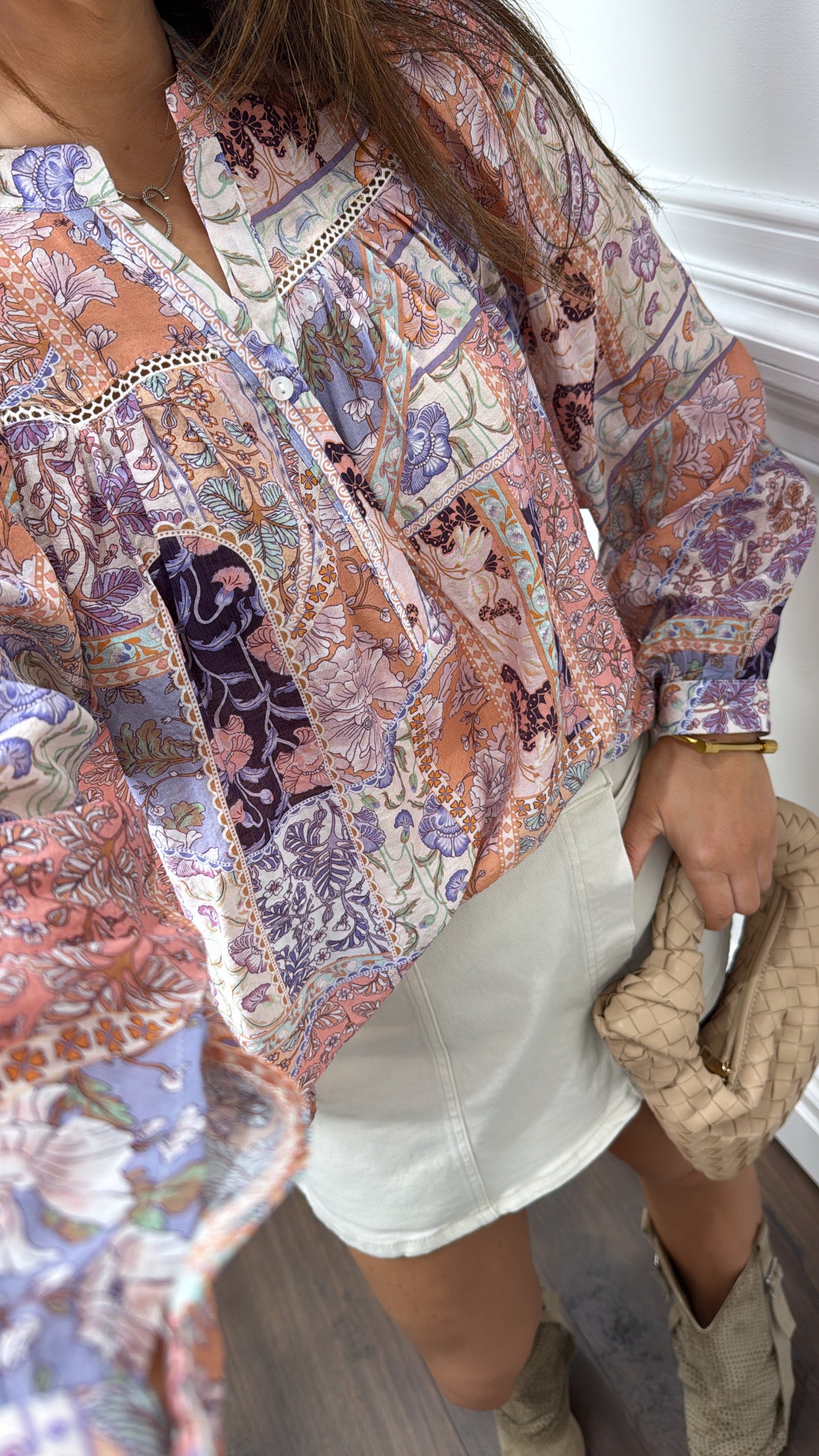 CORA pink floral print smock top