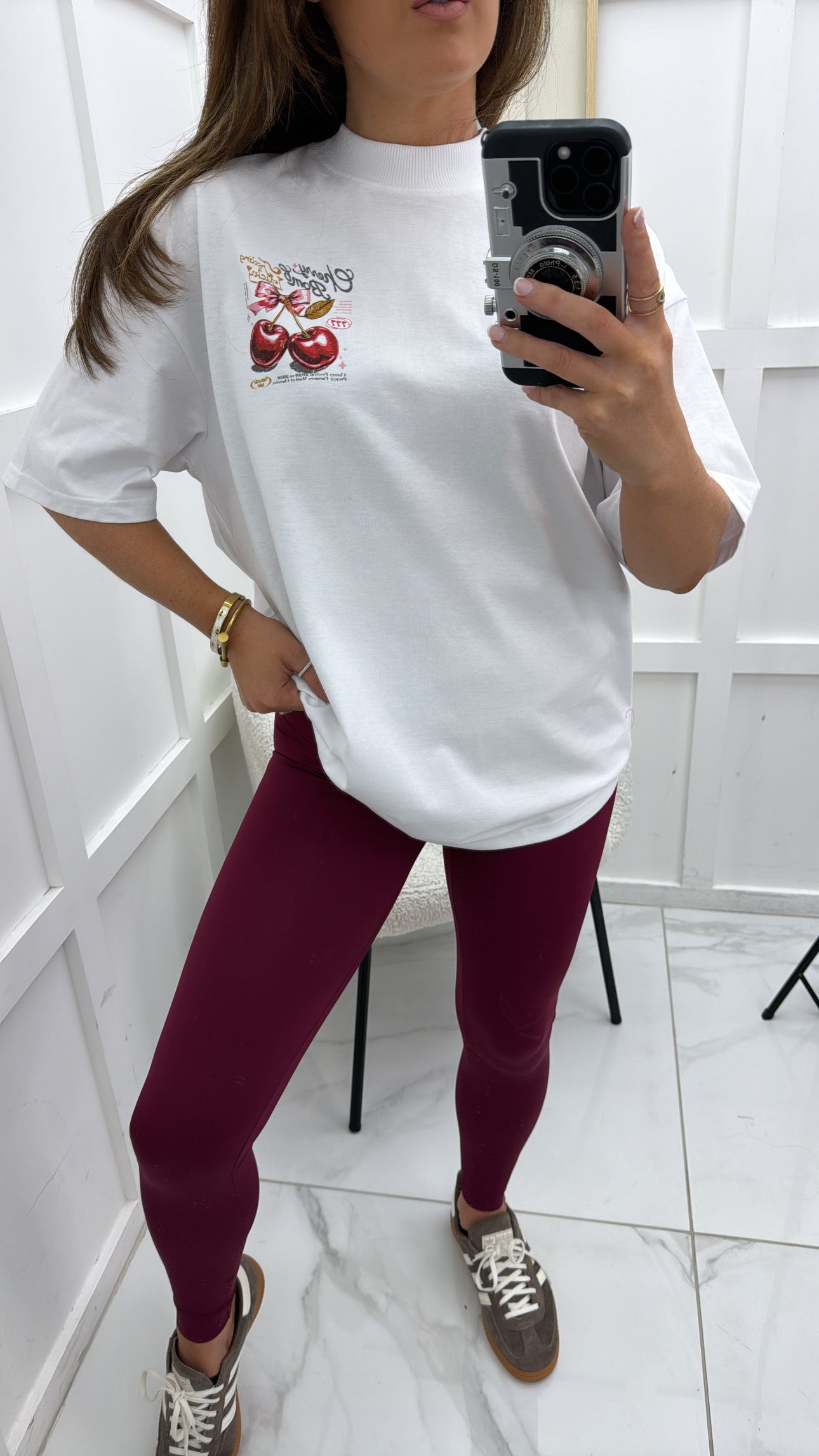 CHERRY BOMB white oversize graphic t-shirt