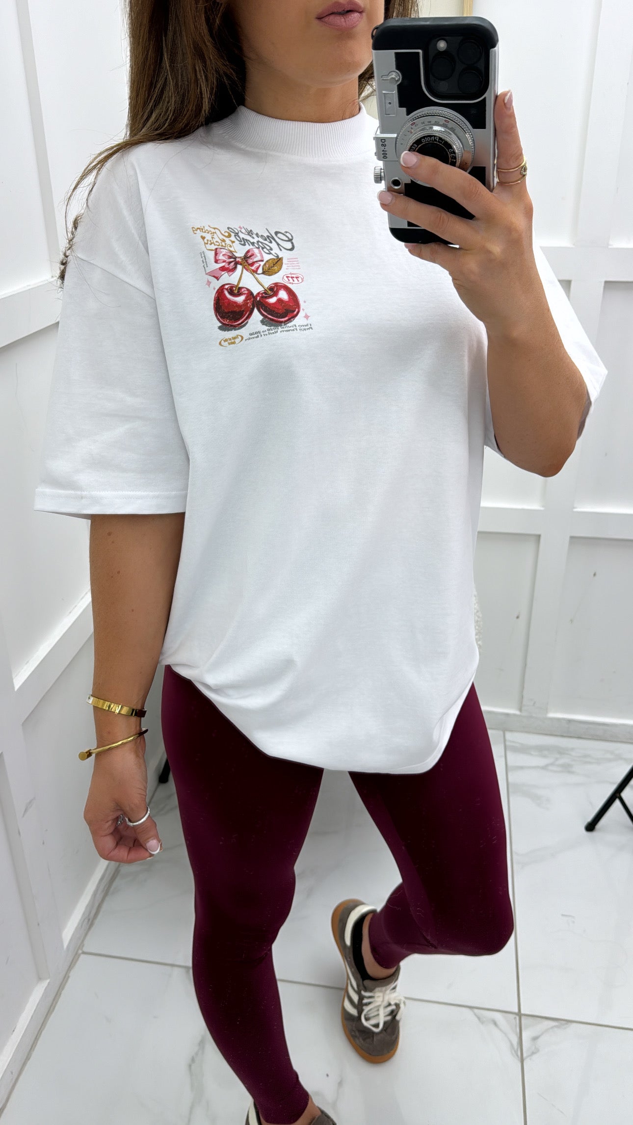 CHERRY BOMB white oversize graphic t-shirt