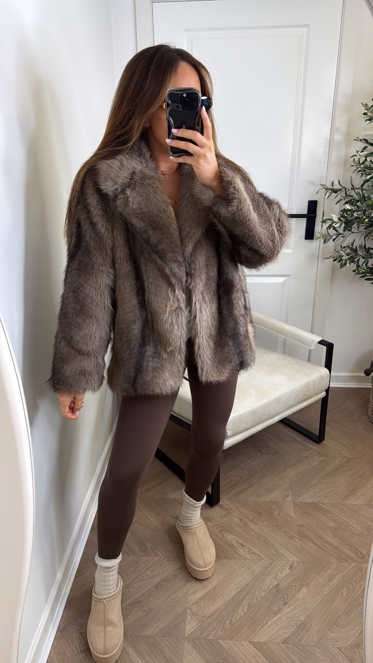 MOLL mocha faux fur jacket