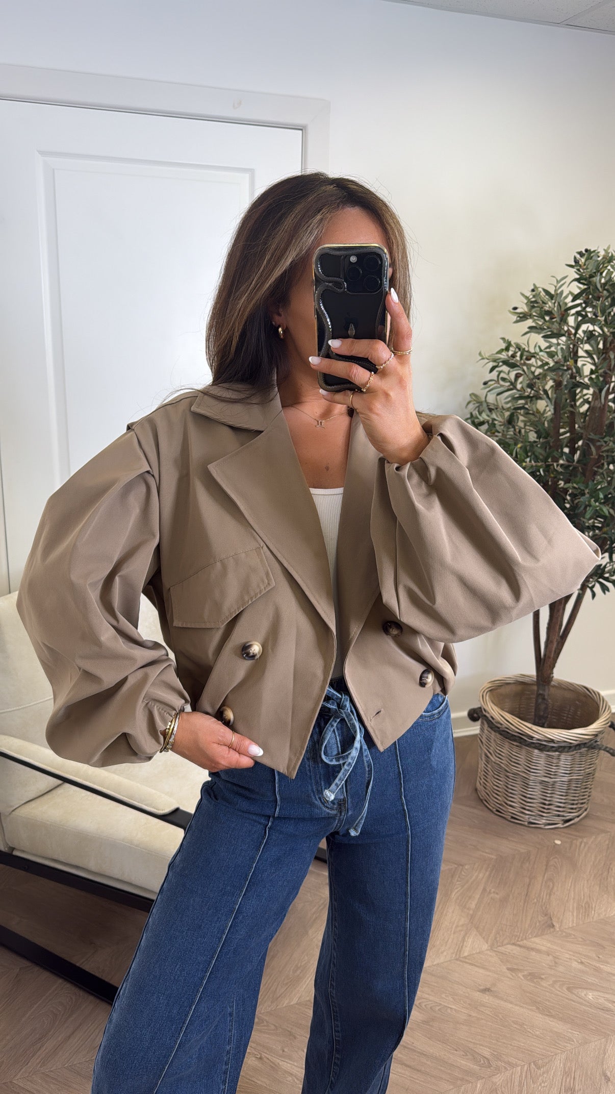 TALIA camel cropped tench jacket