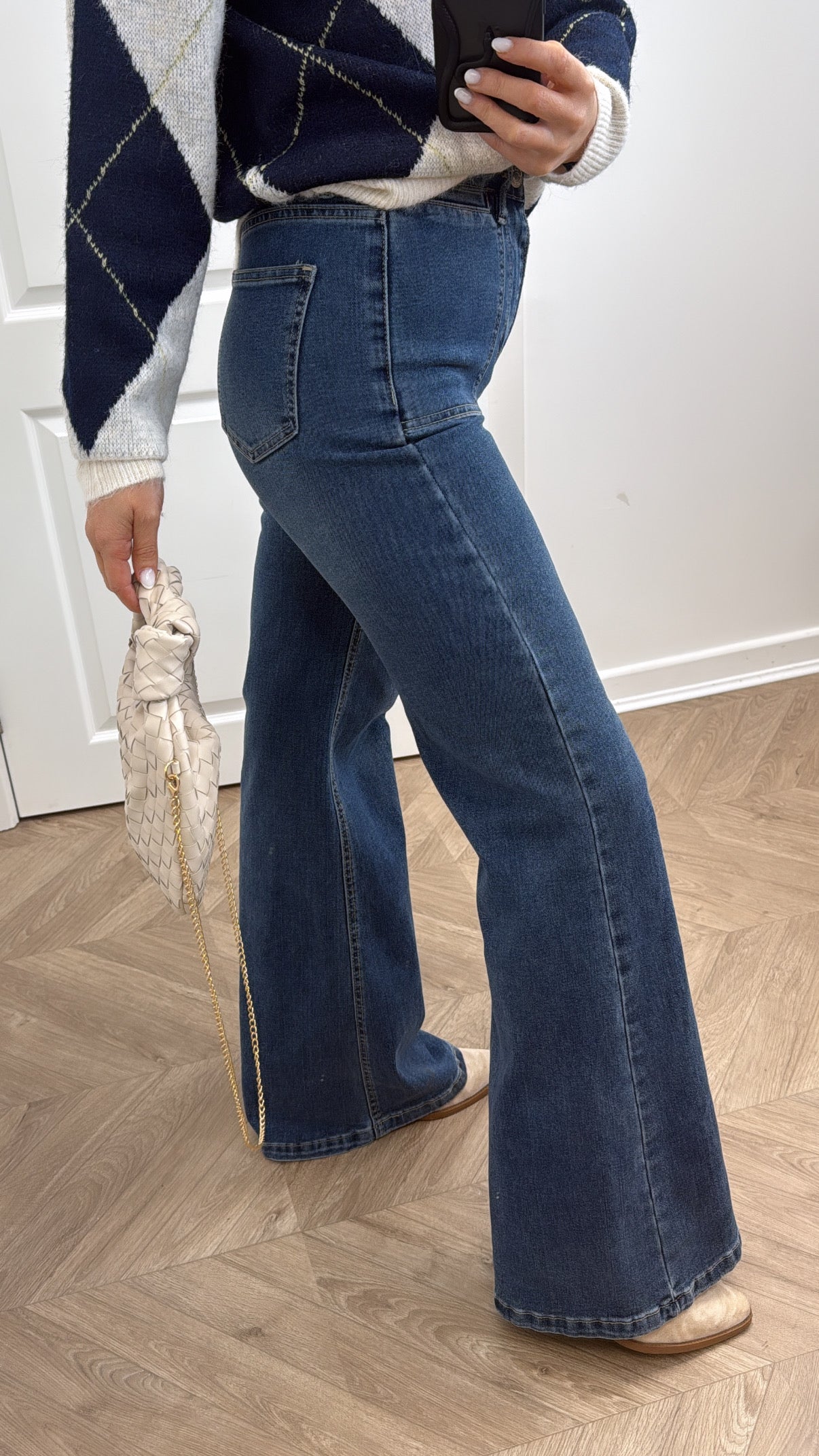 ABBEY dark blue wide leg denim jeans