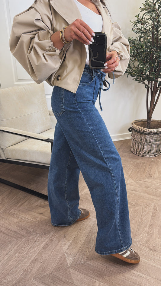 MARNI blue baggy style jeans with tie waist detail