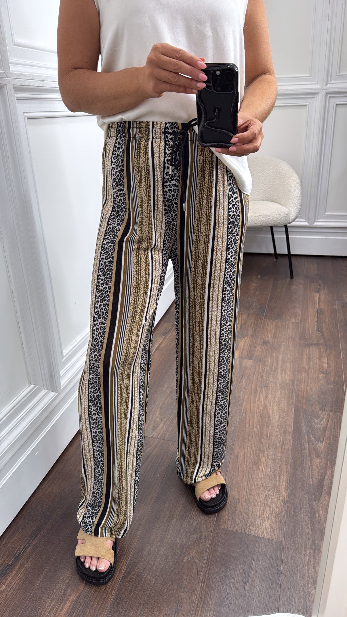 SAVANNAH brown printed palazzo trousers